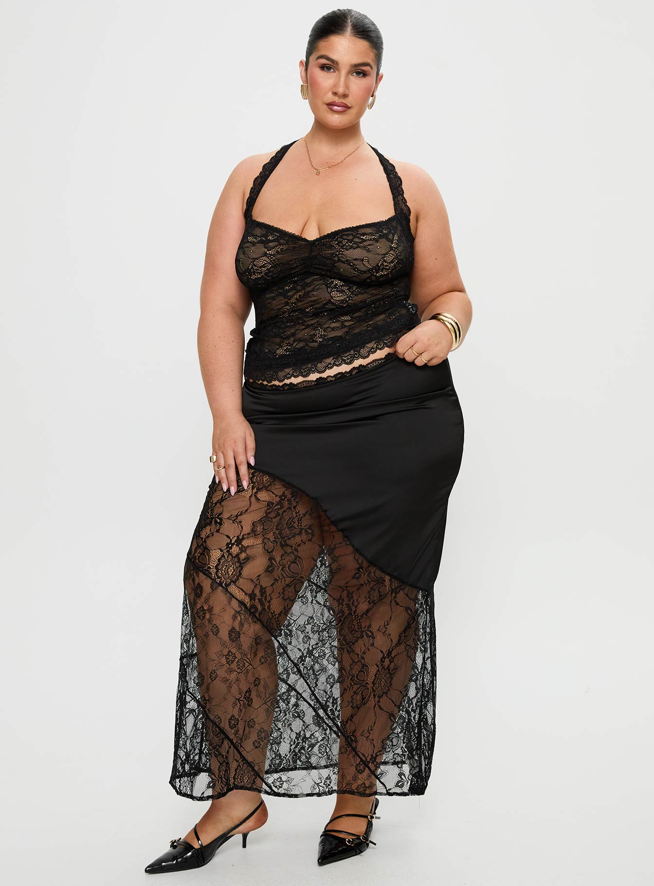 Alternative view of Castelli Lace Maxi Skirt Black Curve