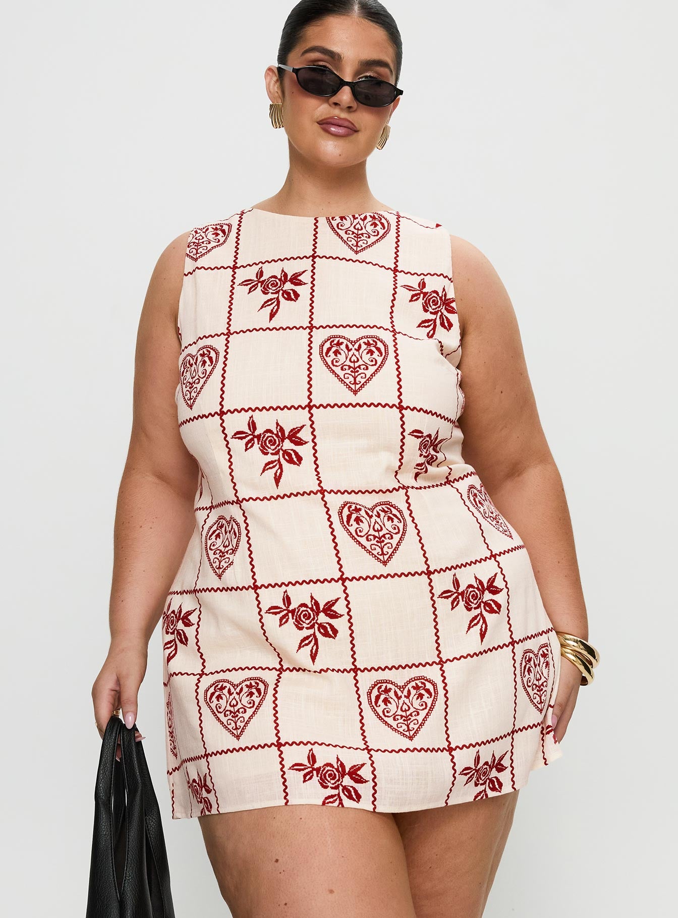 Alternative view of Alfalfa Shift Mini Dress Red Floral Check Curve
