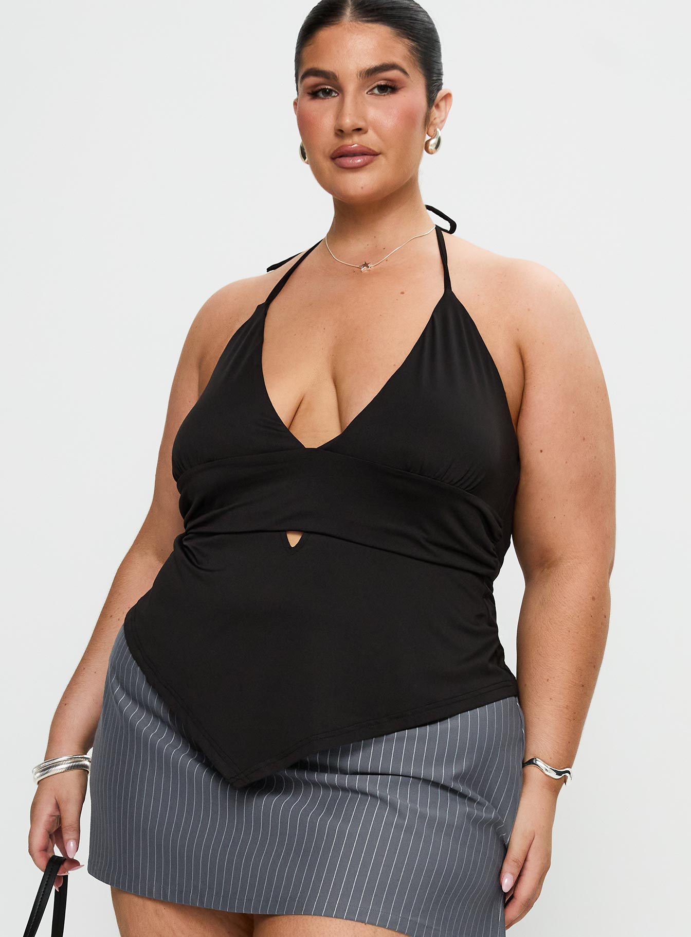 Alternative view of Averee Halter Top Black Curve