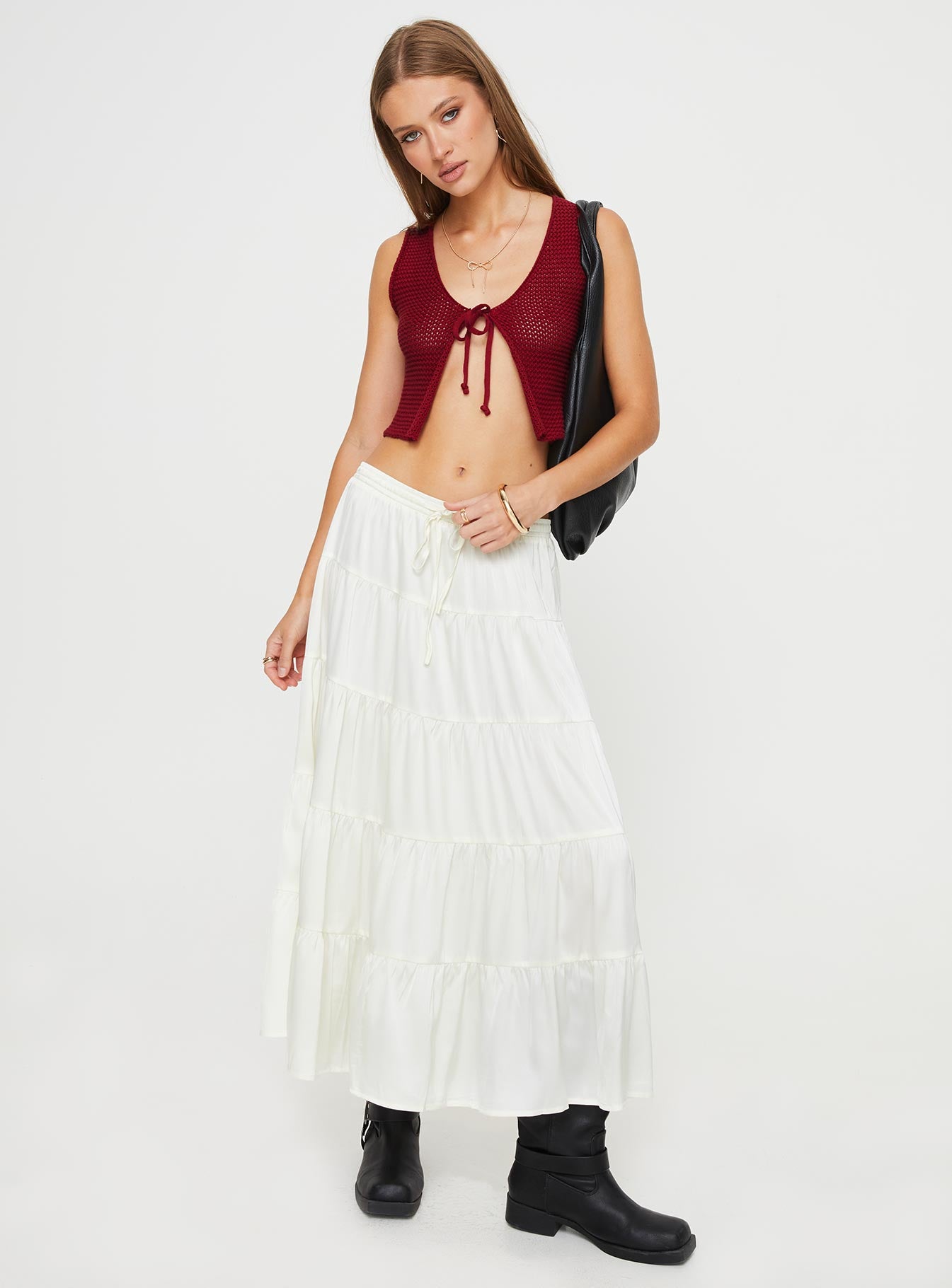 Alternative view of Keira Tiered Maxi Skirt Porcelain