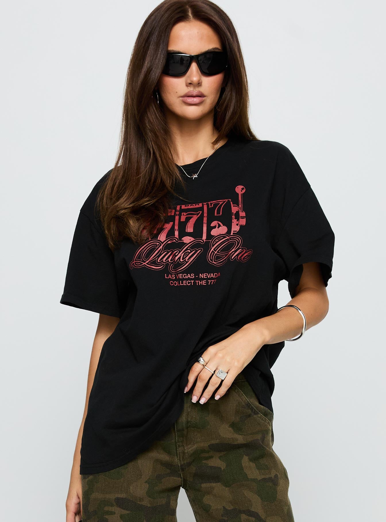 Alternative view of Big Winner Oversized Graphic Tee Black