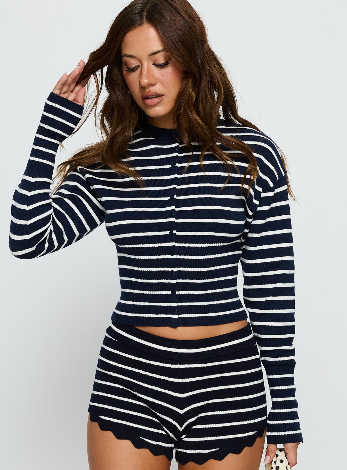 Alternative view of Head In The Clouds Cardigan Navy Stripe