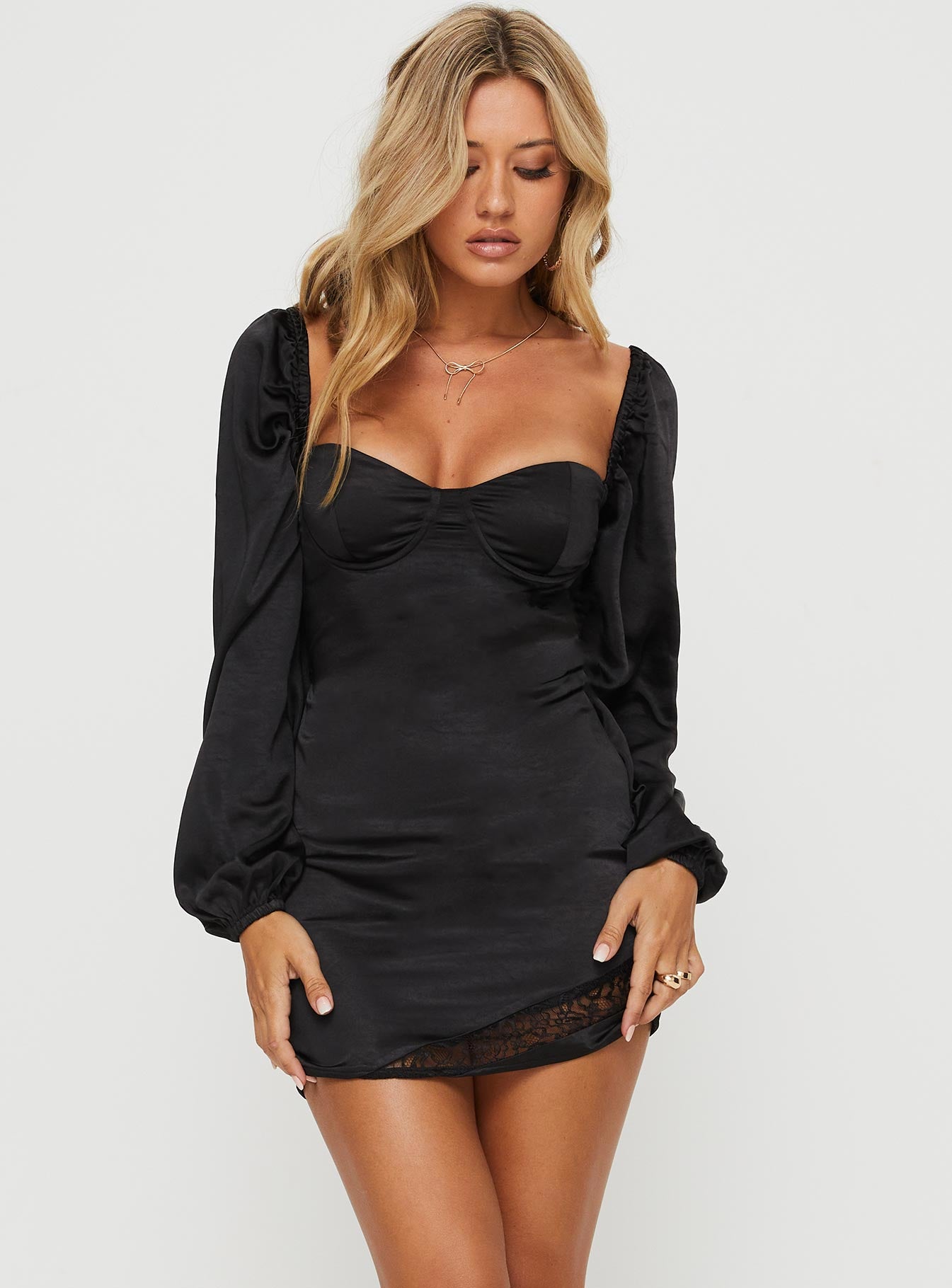 Alternative view of Kato Long Sleeve Mini Dress Black