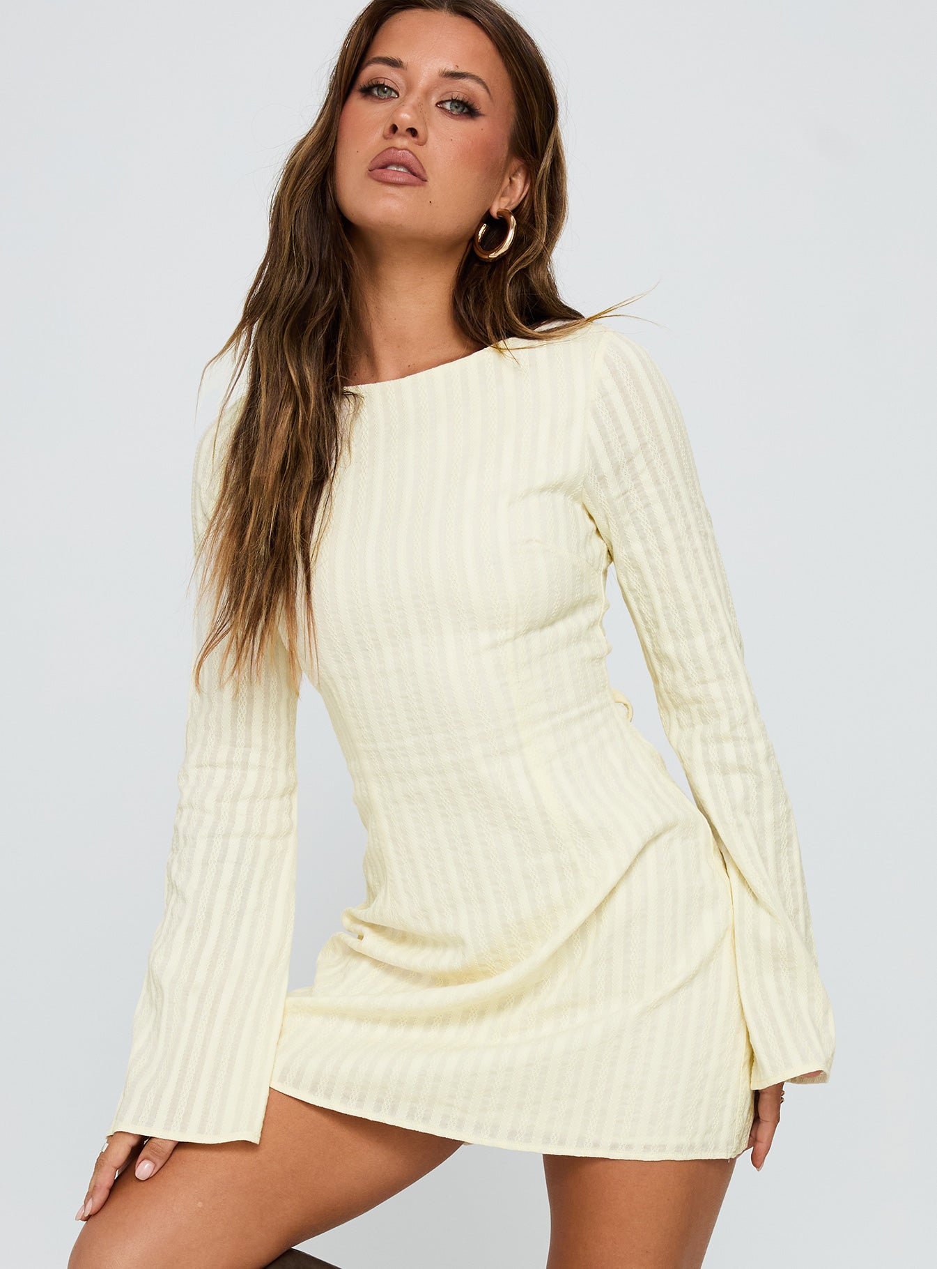 Alternative view of Alfalfa Long Sleeve Mini Dress Cream