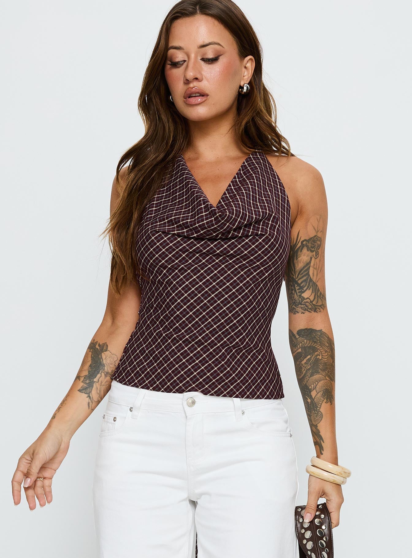 Alternative view of Gaybriel Cowl Neck Low Back Top Wine Check