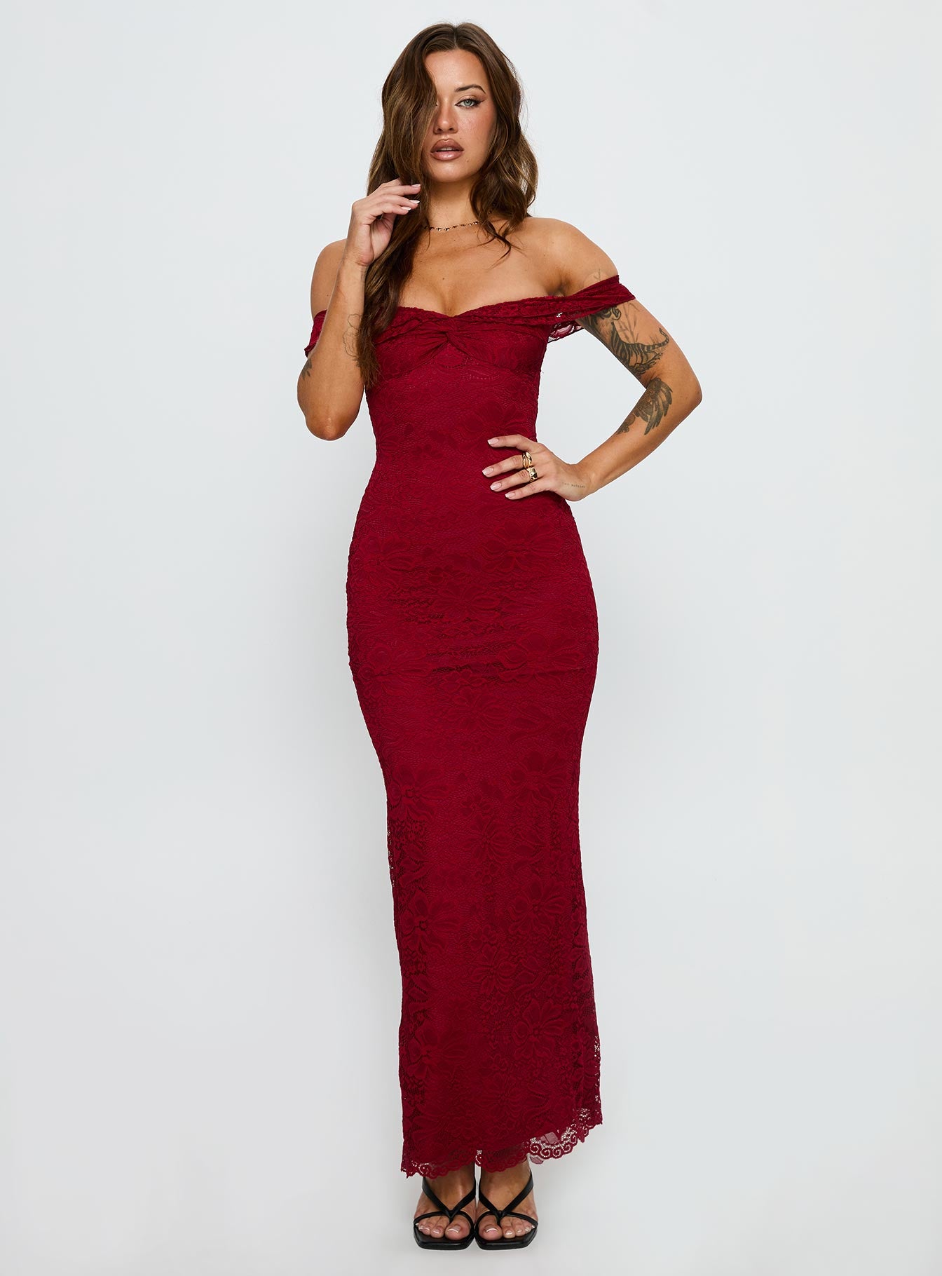 Alternative view of Anabeila Strapless Frill Maxi Dress Red