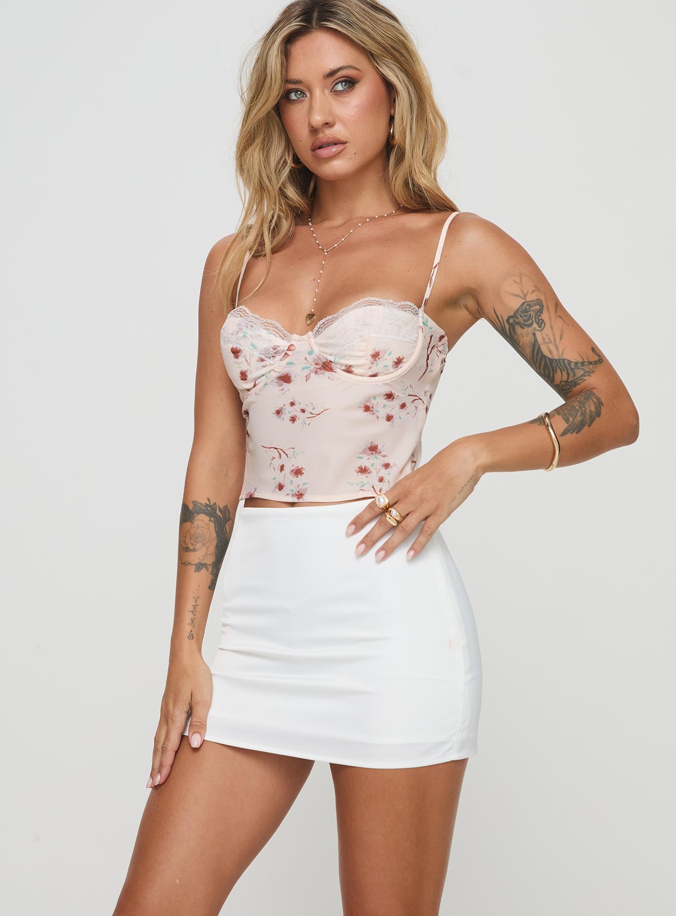 Alternative view of Karley Satin Low Waist Mini Skirt White