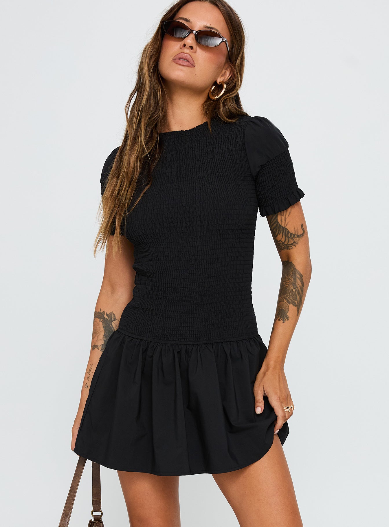 Alternative view of Laurita Shirred Mini Dress Black