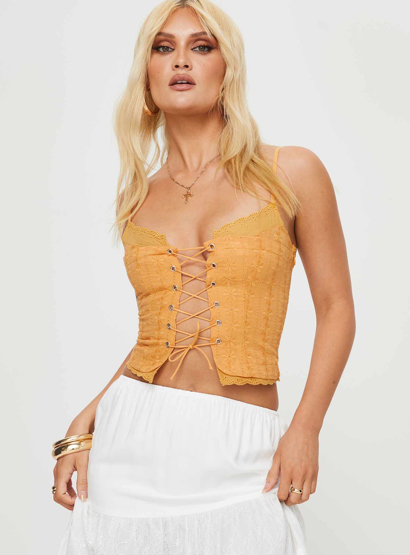Alternative view of Amitri Lace Up Top Orange