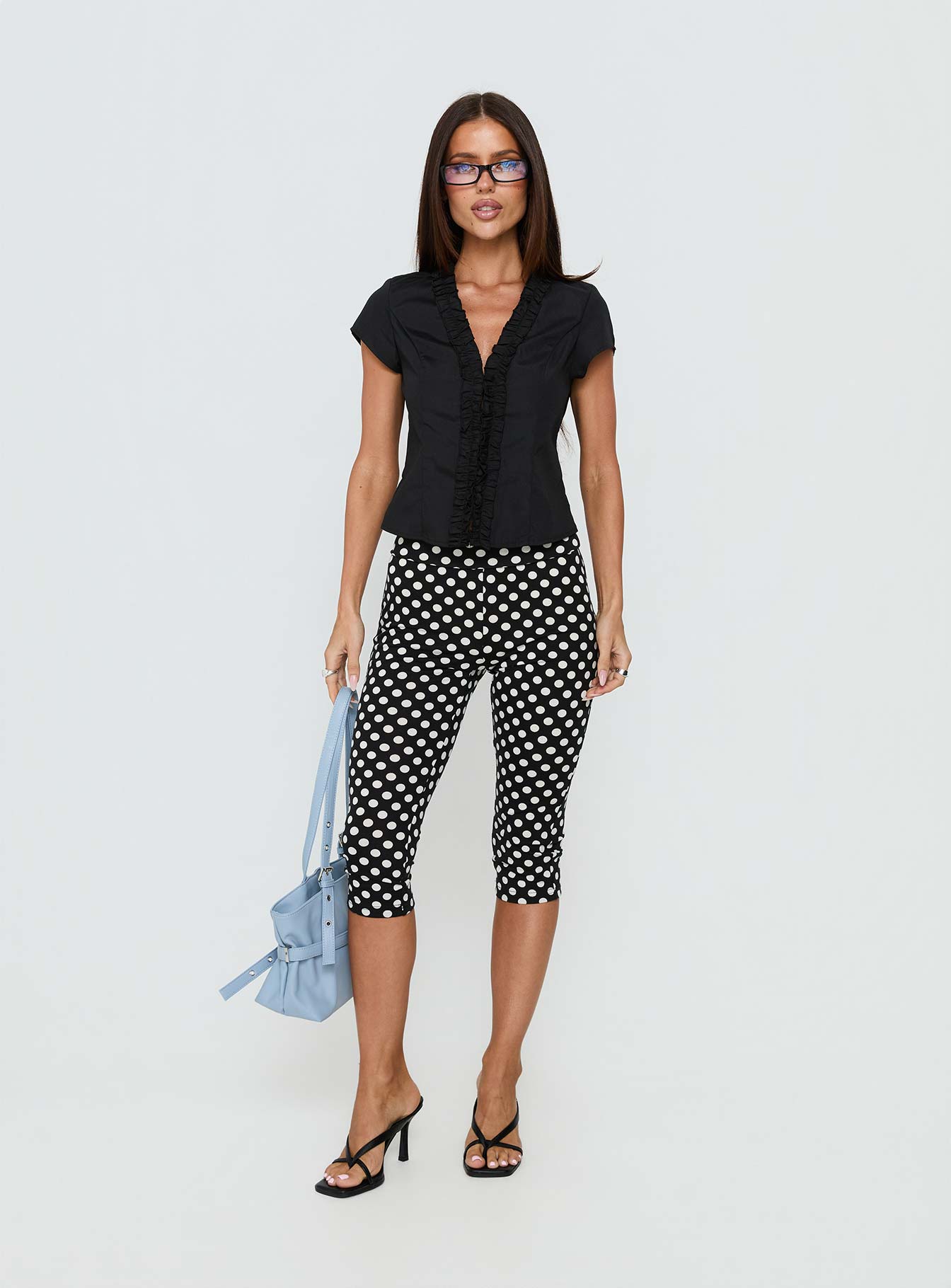 Alternative view of Isadonna Capri Pants Black Polka Dot