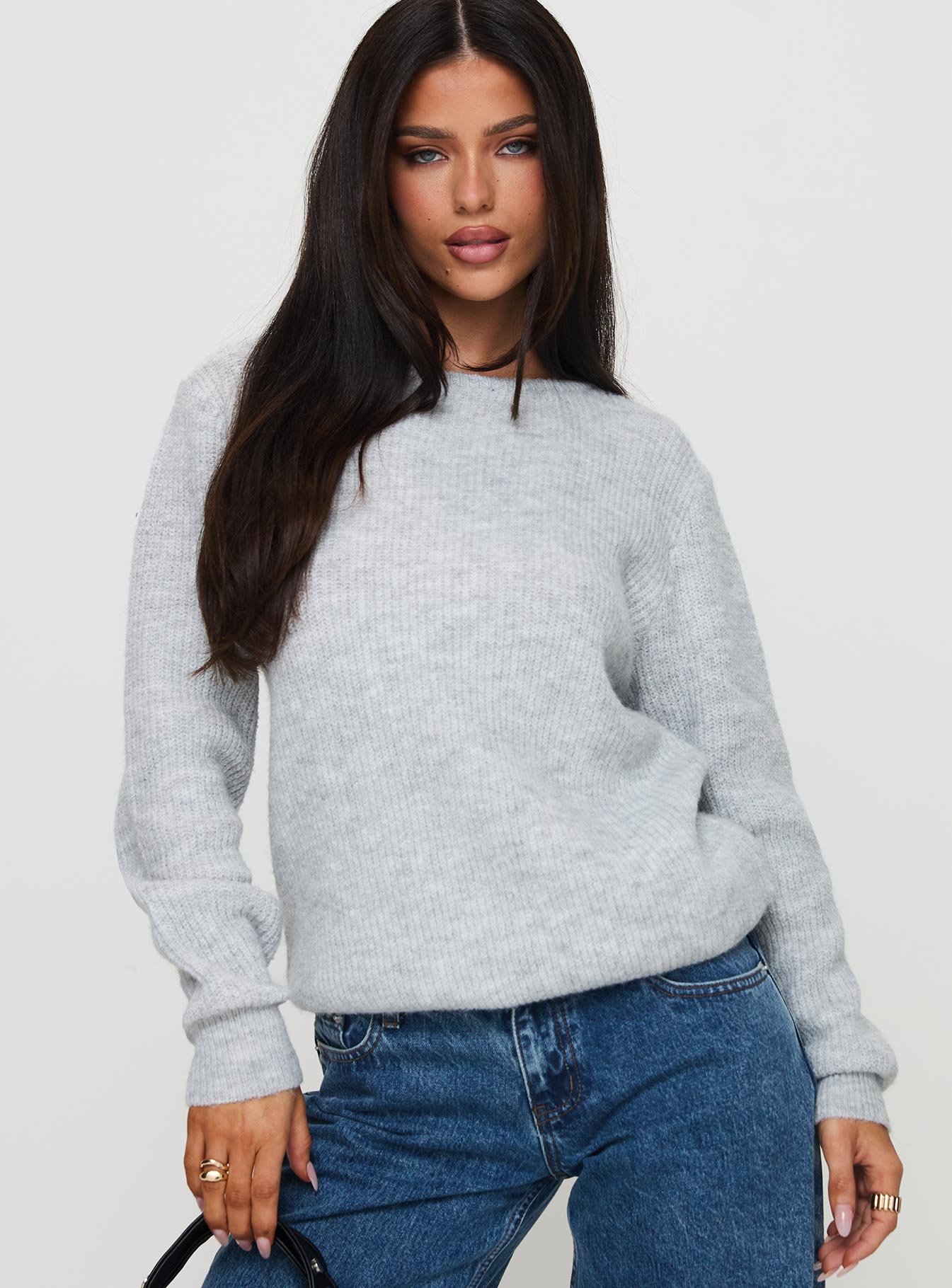 Alternative view of Abrams Rib Knit Crew Sweater Grey Marle