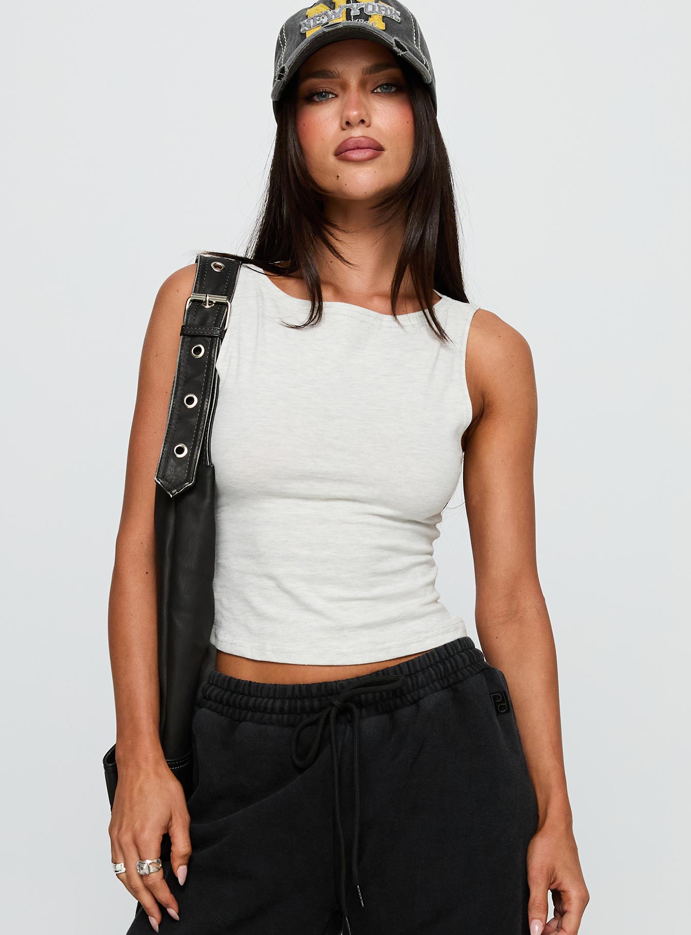 Alternative view of Bleeker High Neck Top Grey Marle