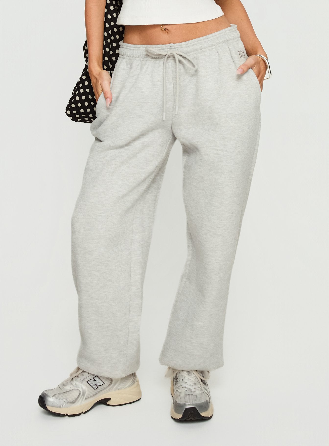Alternative view of Caspa Dream Fleece Oversized Ankle Cuff Jogger Grey Marle