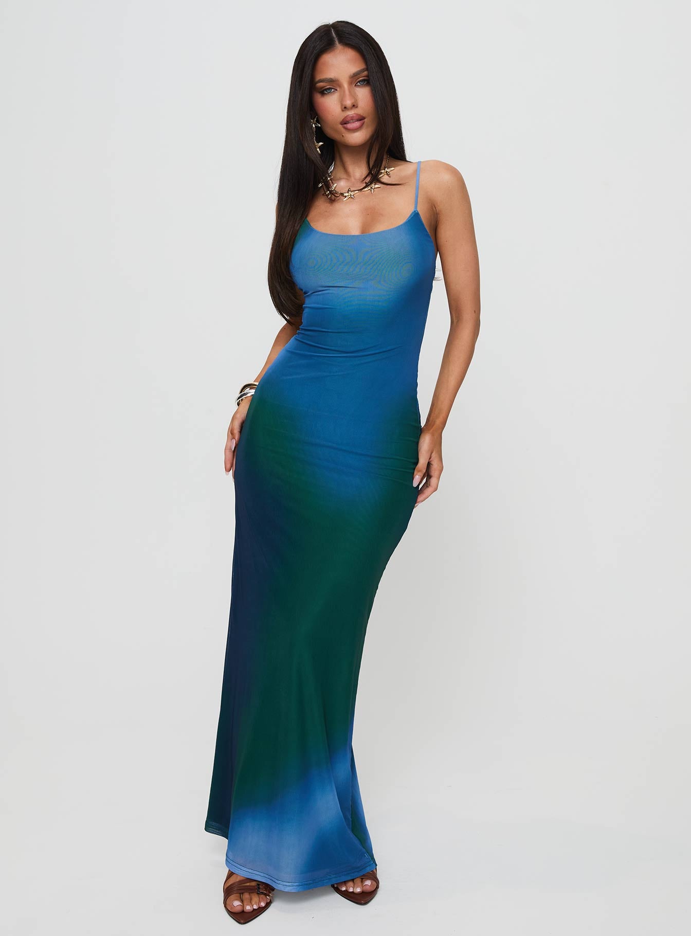 Alternative view of Amoret Maxi Dress Blue / Green