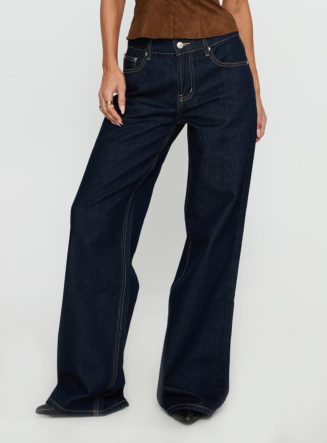 Alternative view of Favourite Reference Mid Rise Straight Leg Jeans Dark Indigo