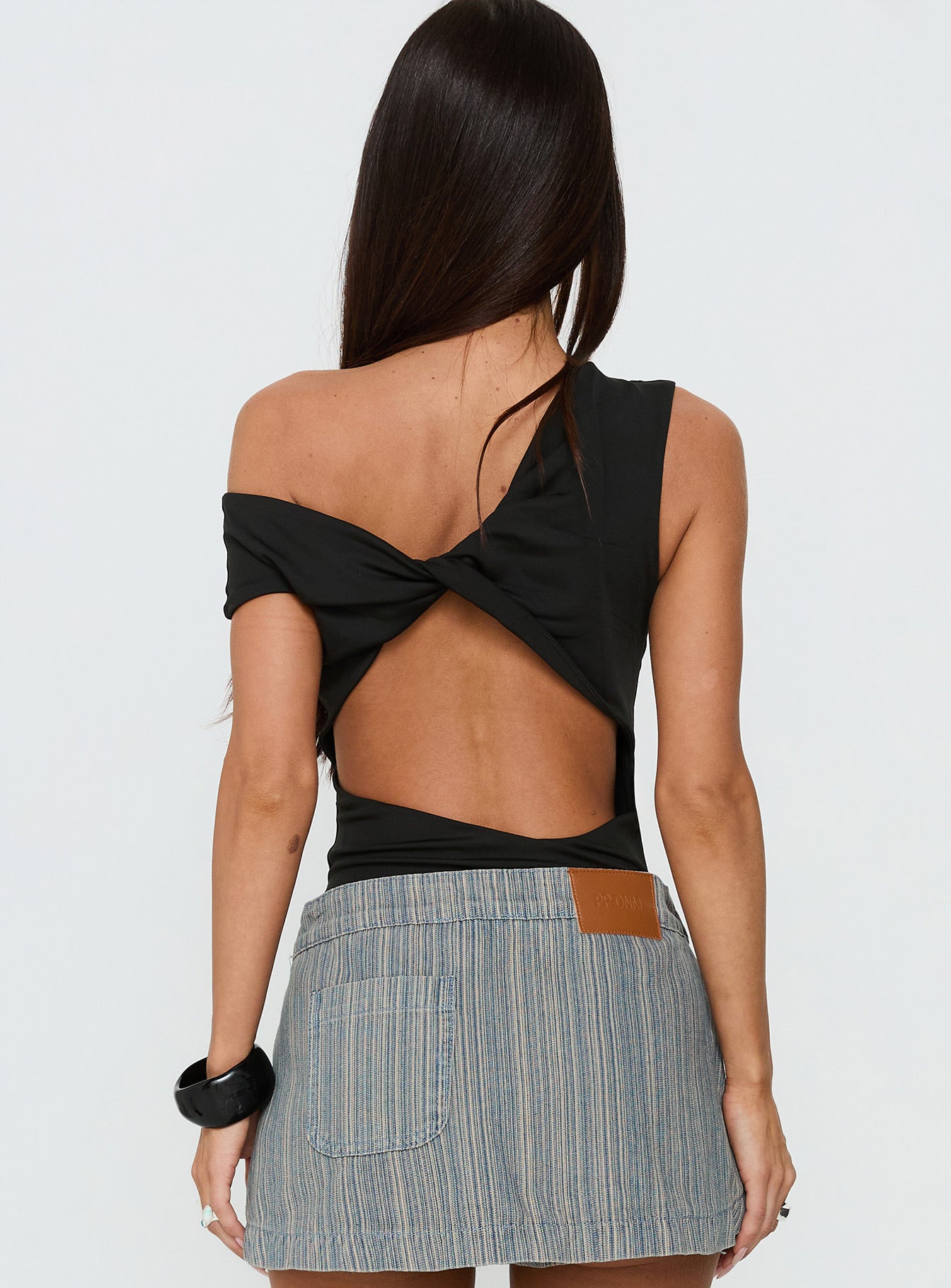 Alternative view of Back To Back Off Shoulder Twist Back Bodysuit Black