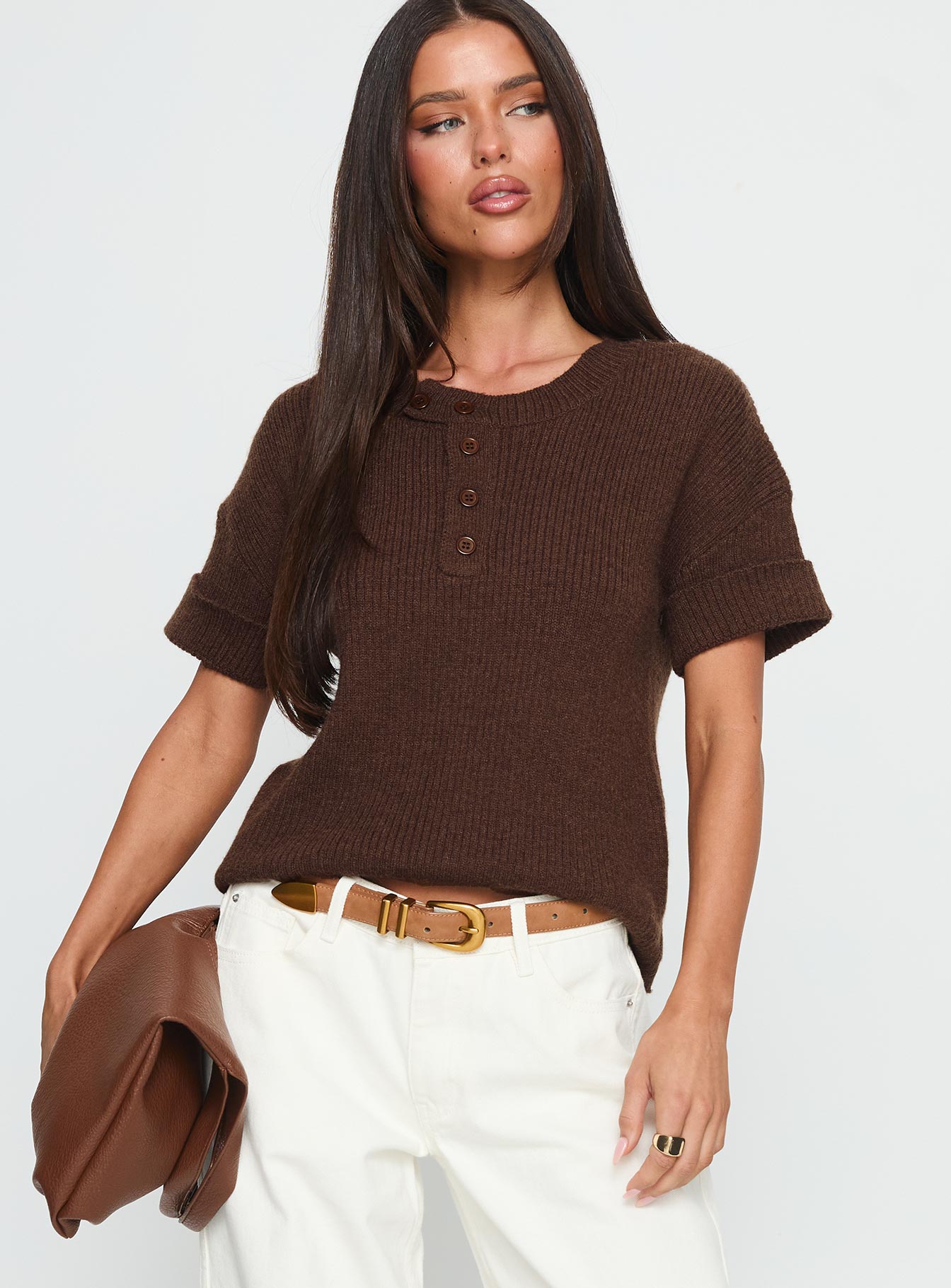 Alternative view of Brandii Button Up Top Chocolate