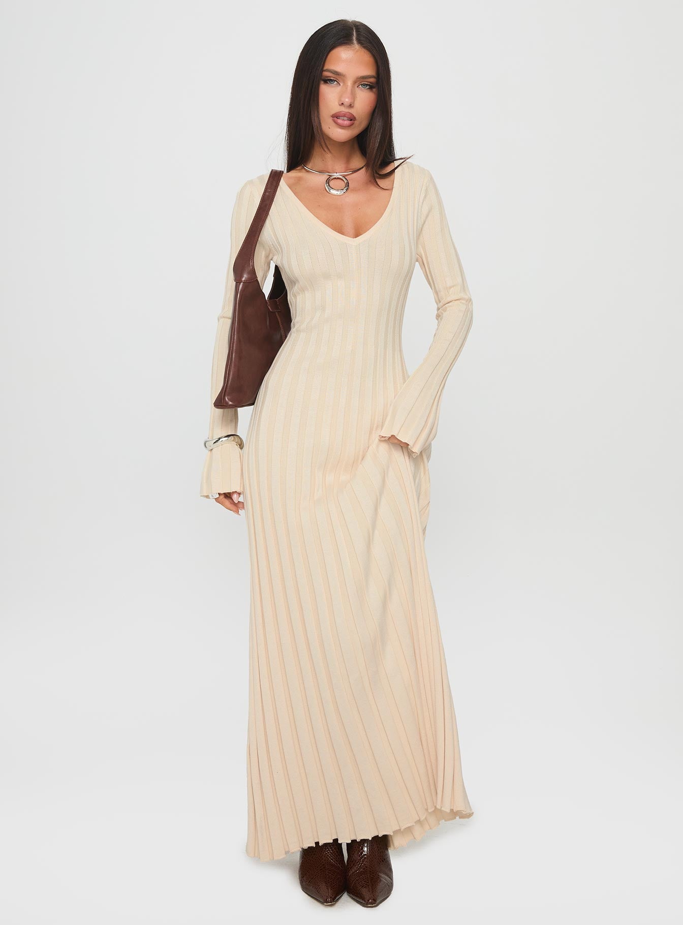 Alternative view of Gratuita Long Sleeve Rib Maxi Dress Cream