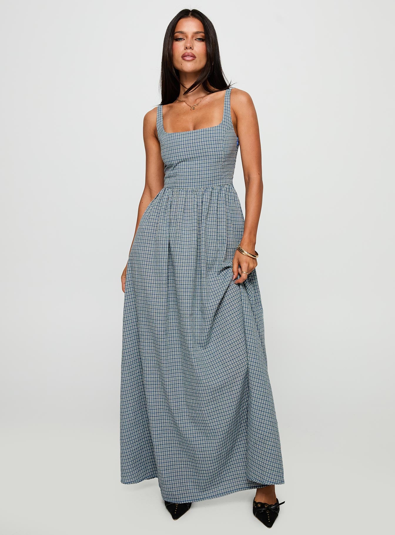 Alternative view of Cartmel Check Maxi Dress Navy
