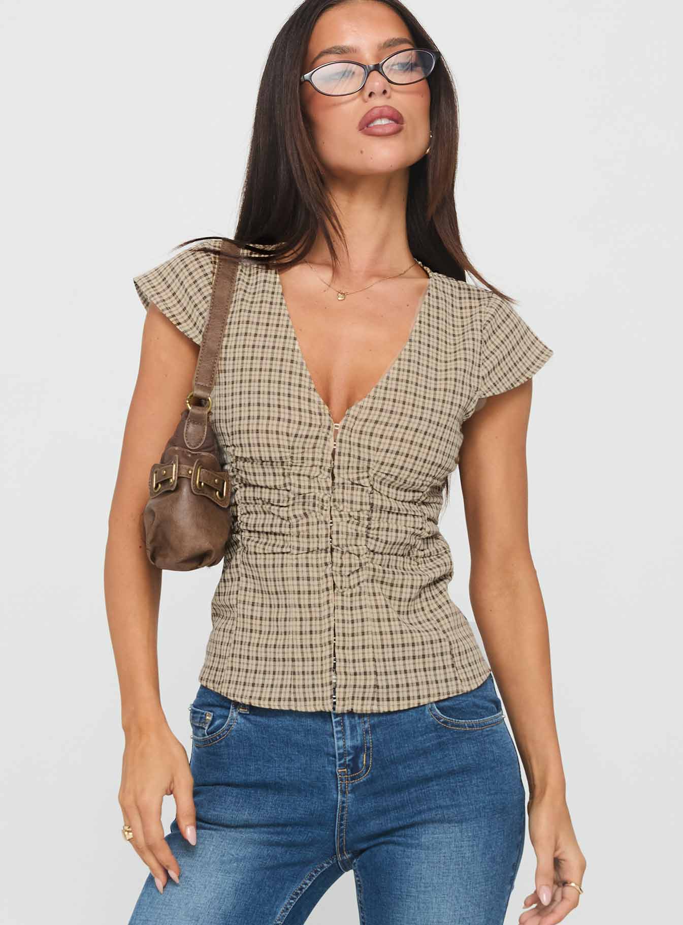 Alternative view of Indulgence Corset Top Beige Check