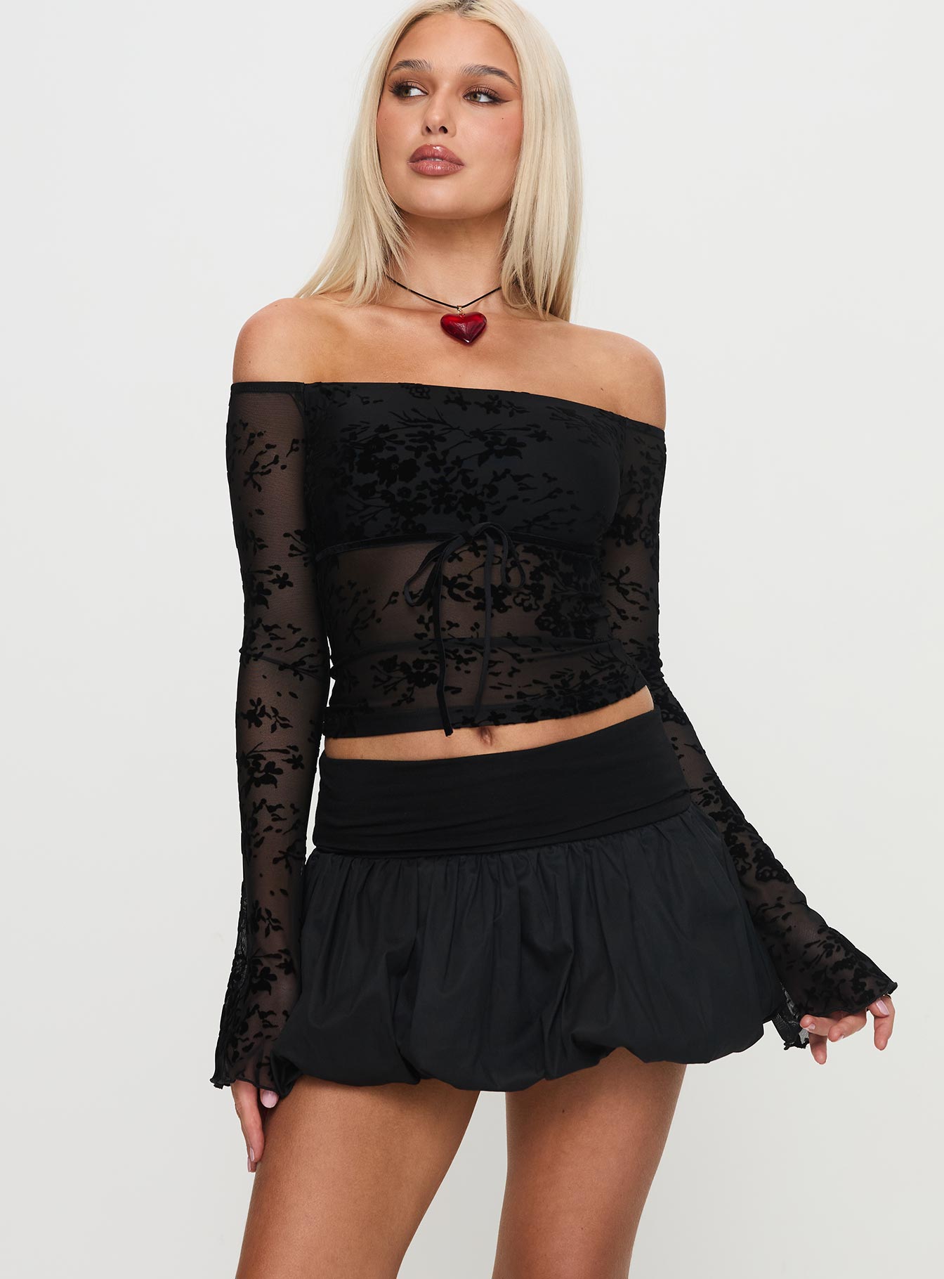 Alternative view of French Exit Bubble Hem Skort Black
