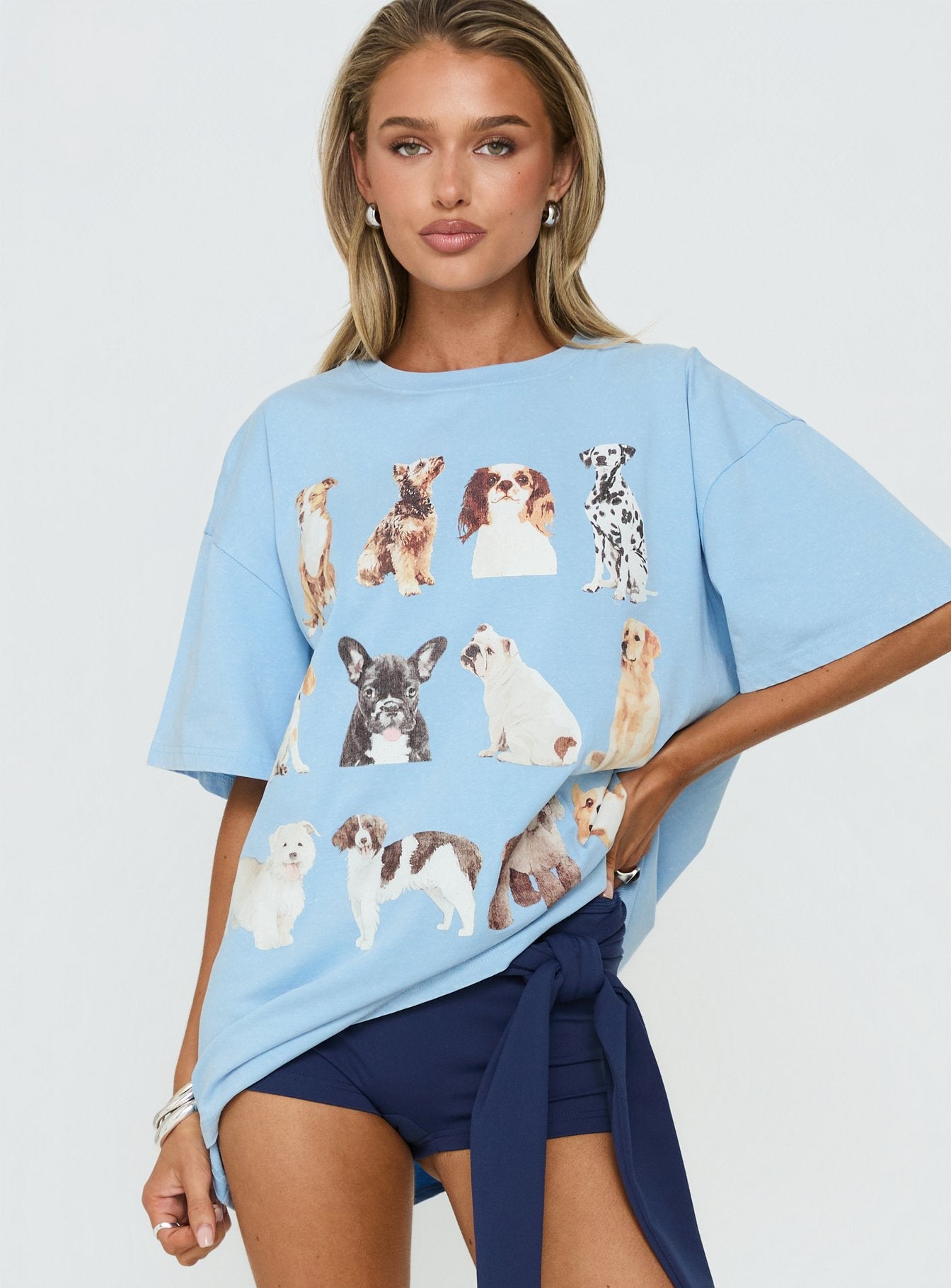 Alternative view of Dog Person Oversized Graphic Tee Washed Blue