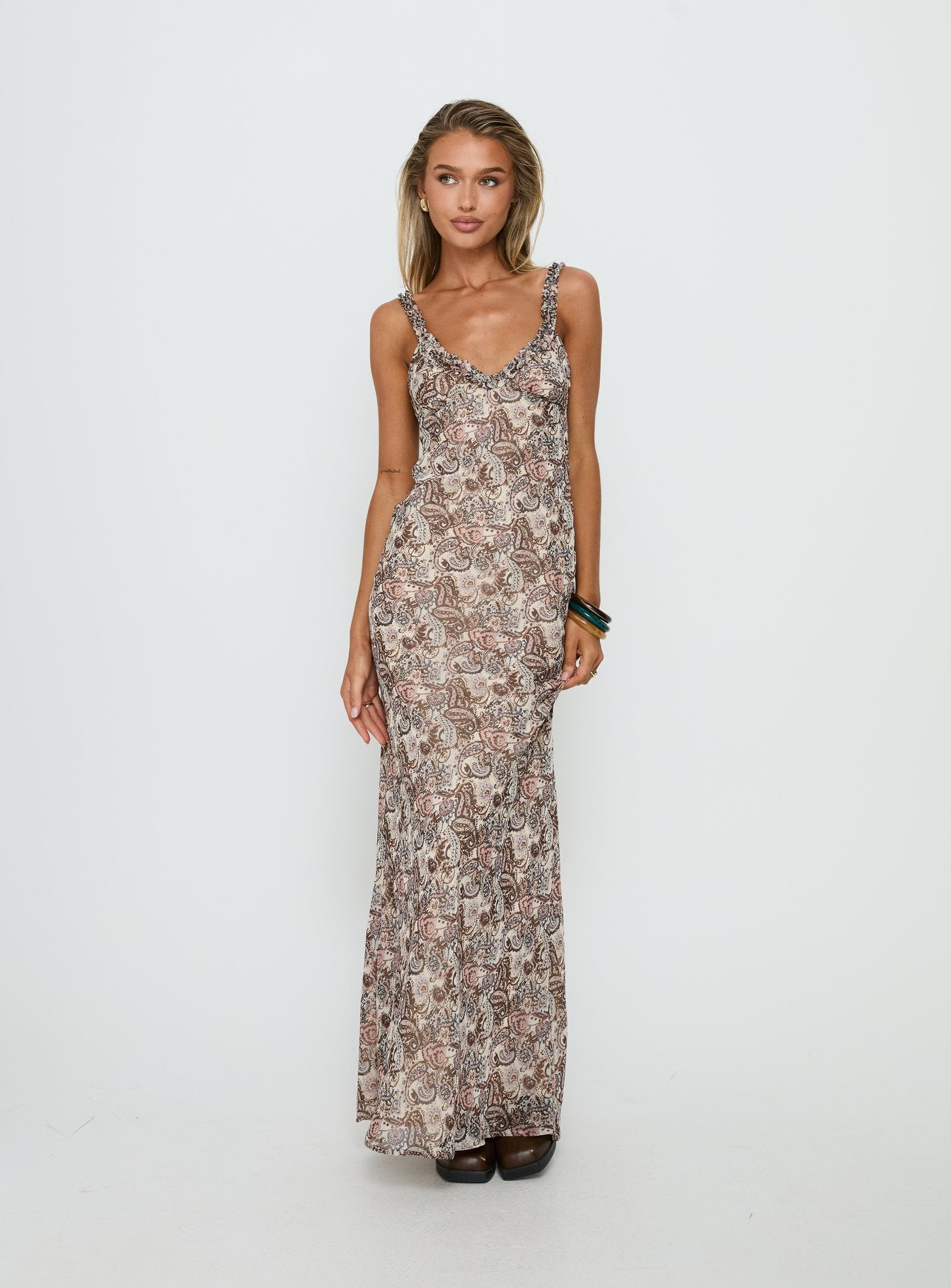 Alternative view of Baley Bias Cut Frill Maxi Dress Paisley