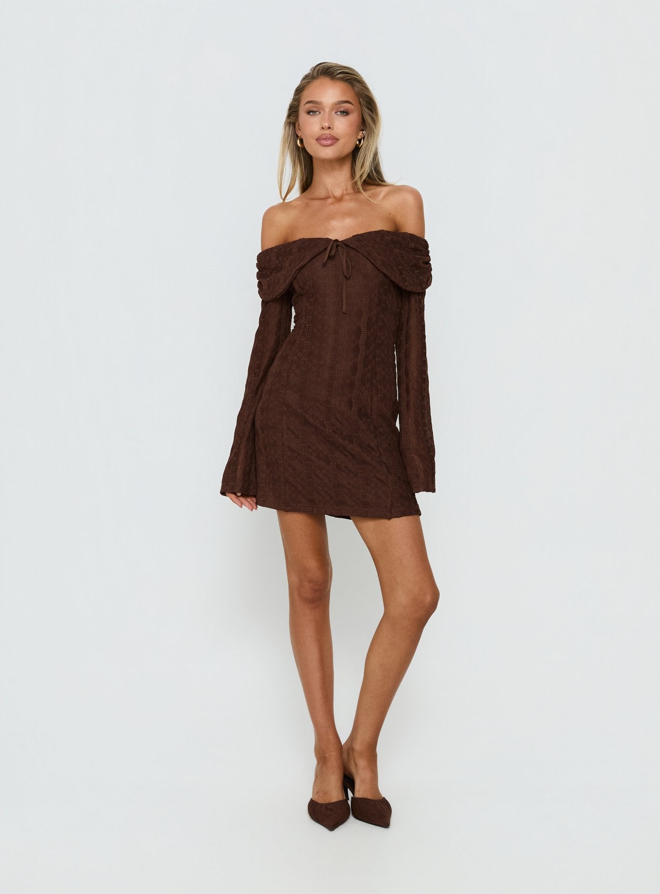Alternative view of Colettie Long Sleeve Mini Dress Chocolate