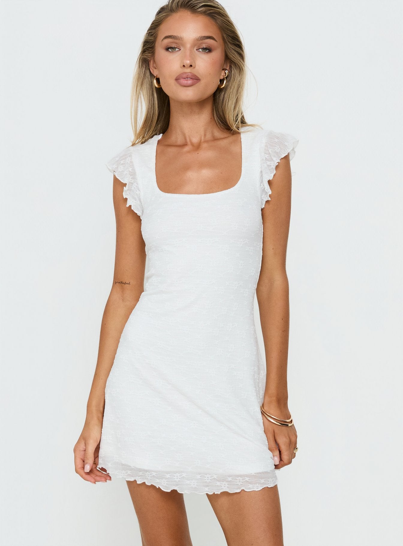Alternative view of Auroraah Frill Mini Dress White