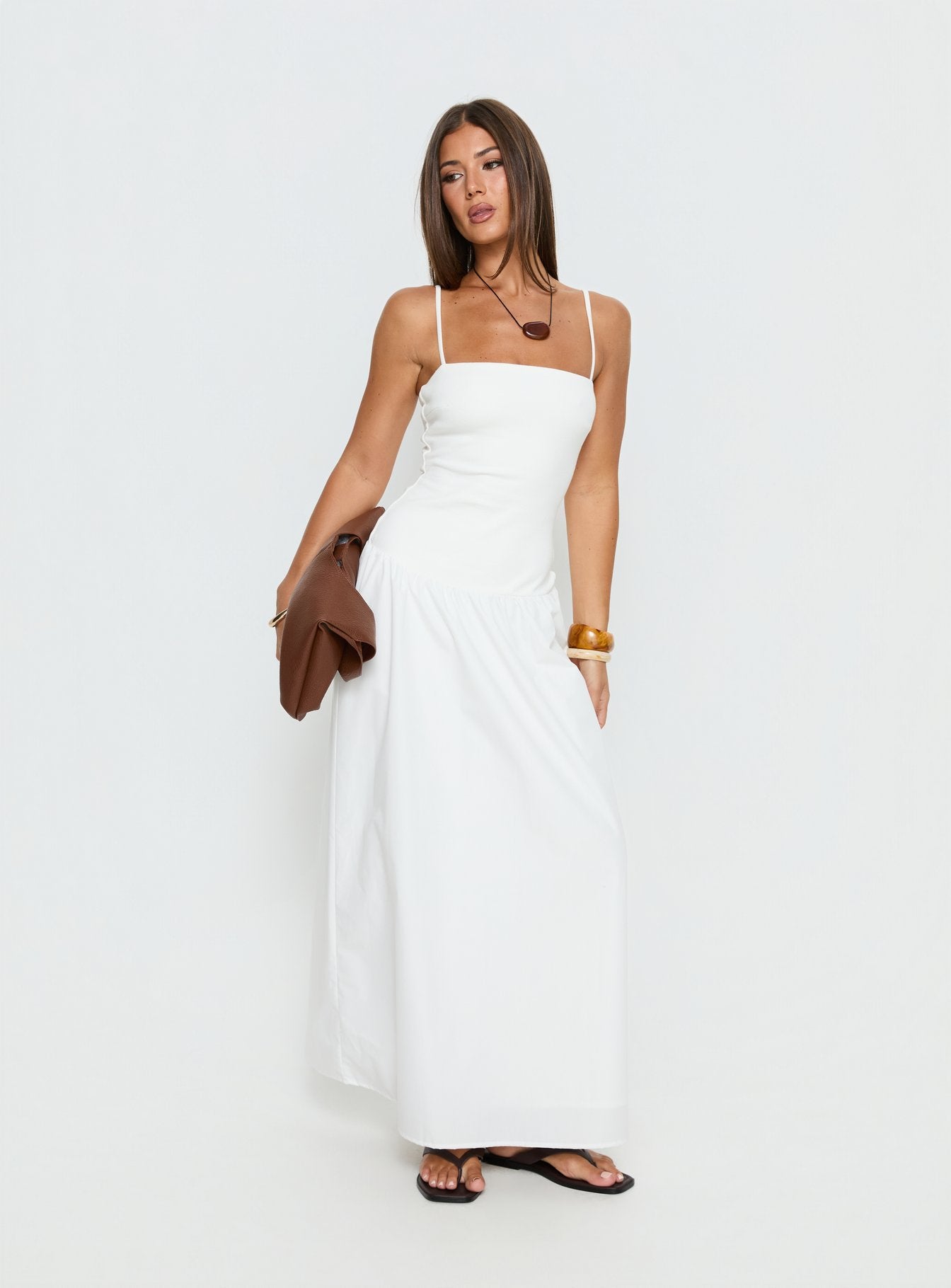 Alternative view of Erroll Drop Waist Knit Maxi Dress White