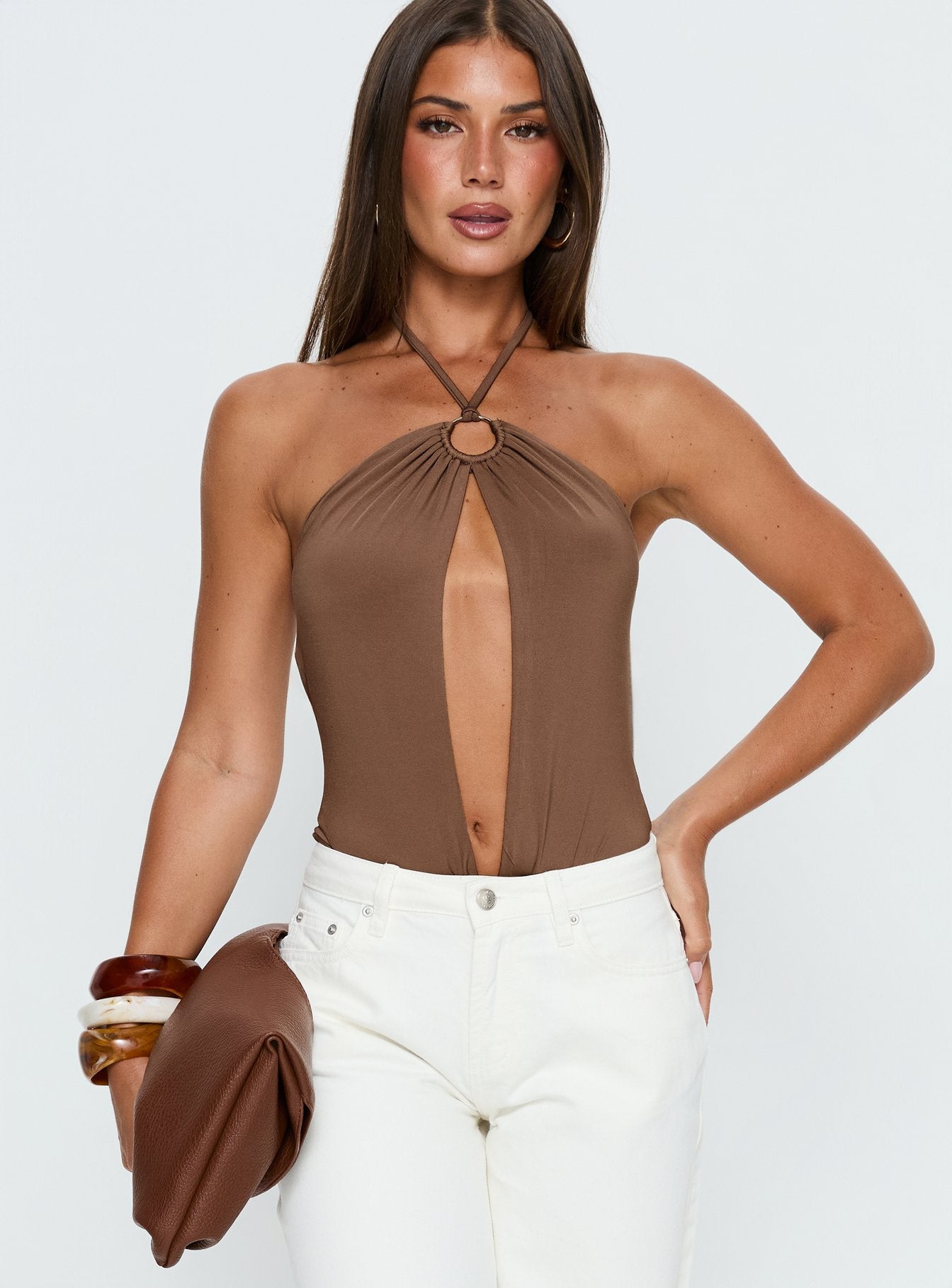 Alternative view of Damiana Cut Out Bodysuit Brown
