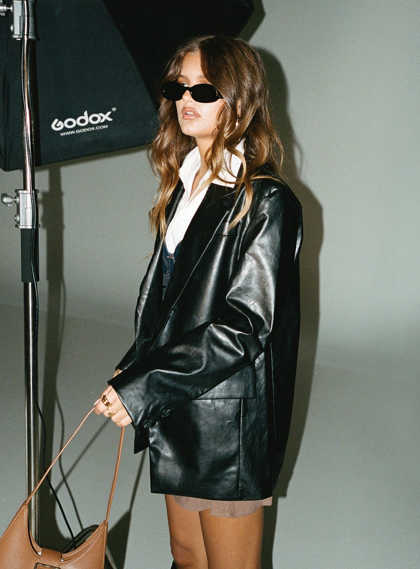 Alternative view of Jocelyn Faux Leather Blazer Black