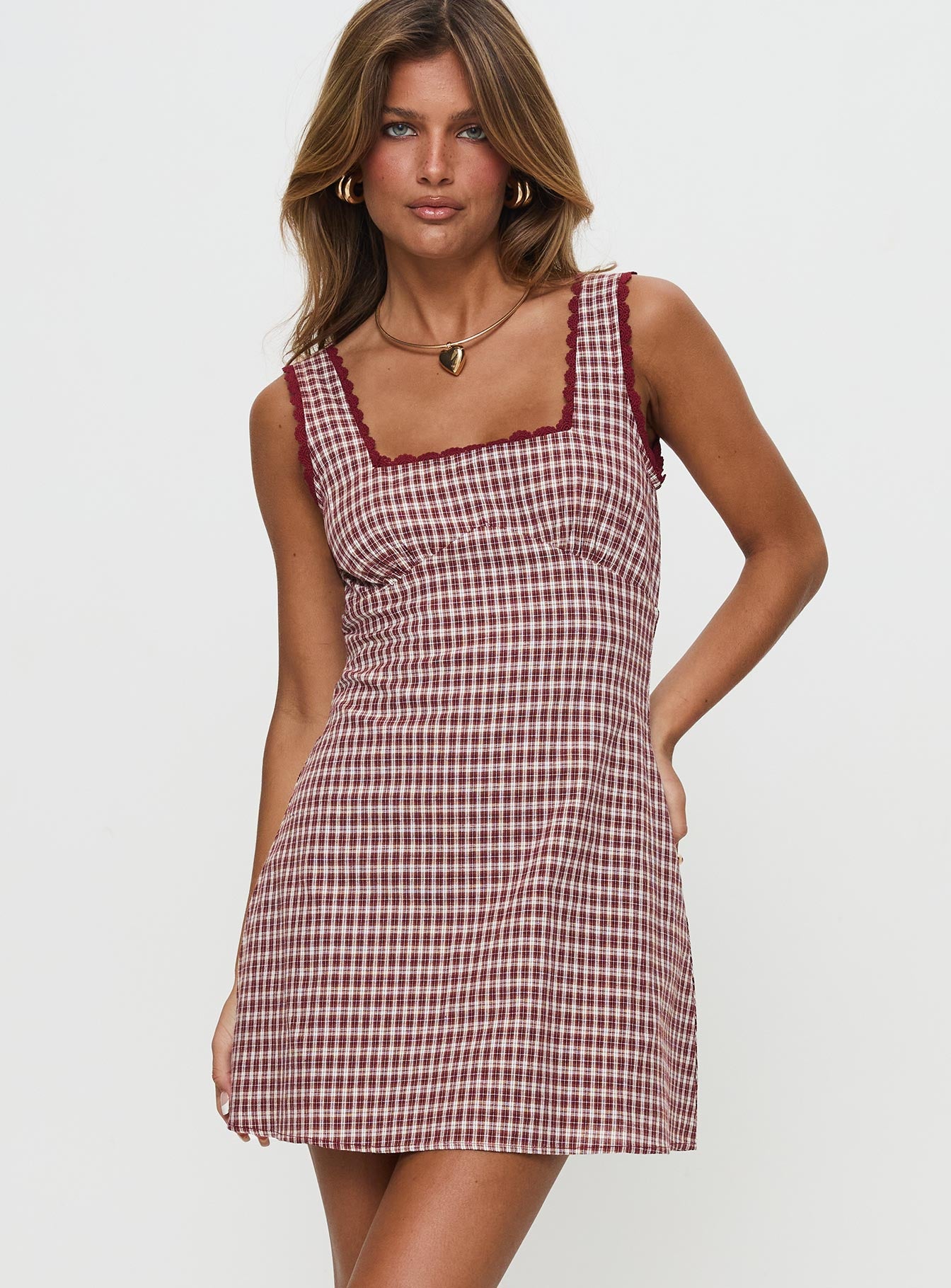 Alternative view of Dasha Mini Dress Red Check Tall