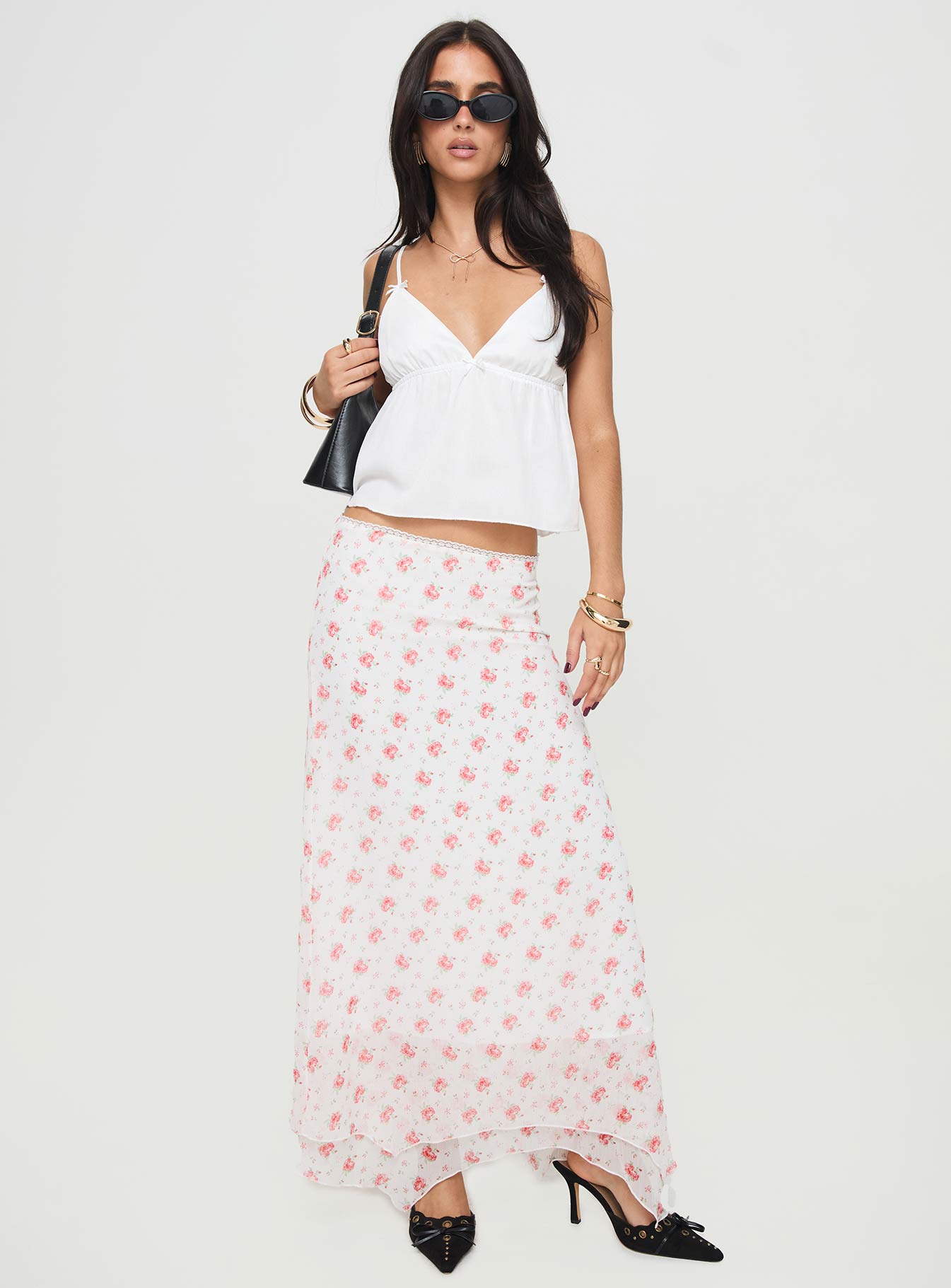 Alternative view of Dancing In A Field Maxi Skirt Pink Floral