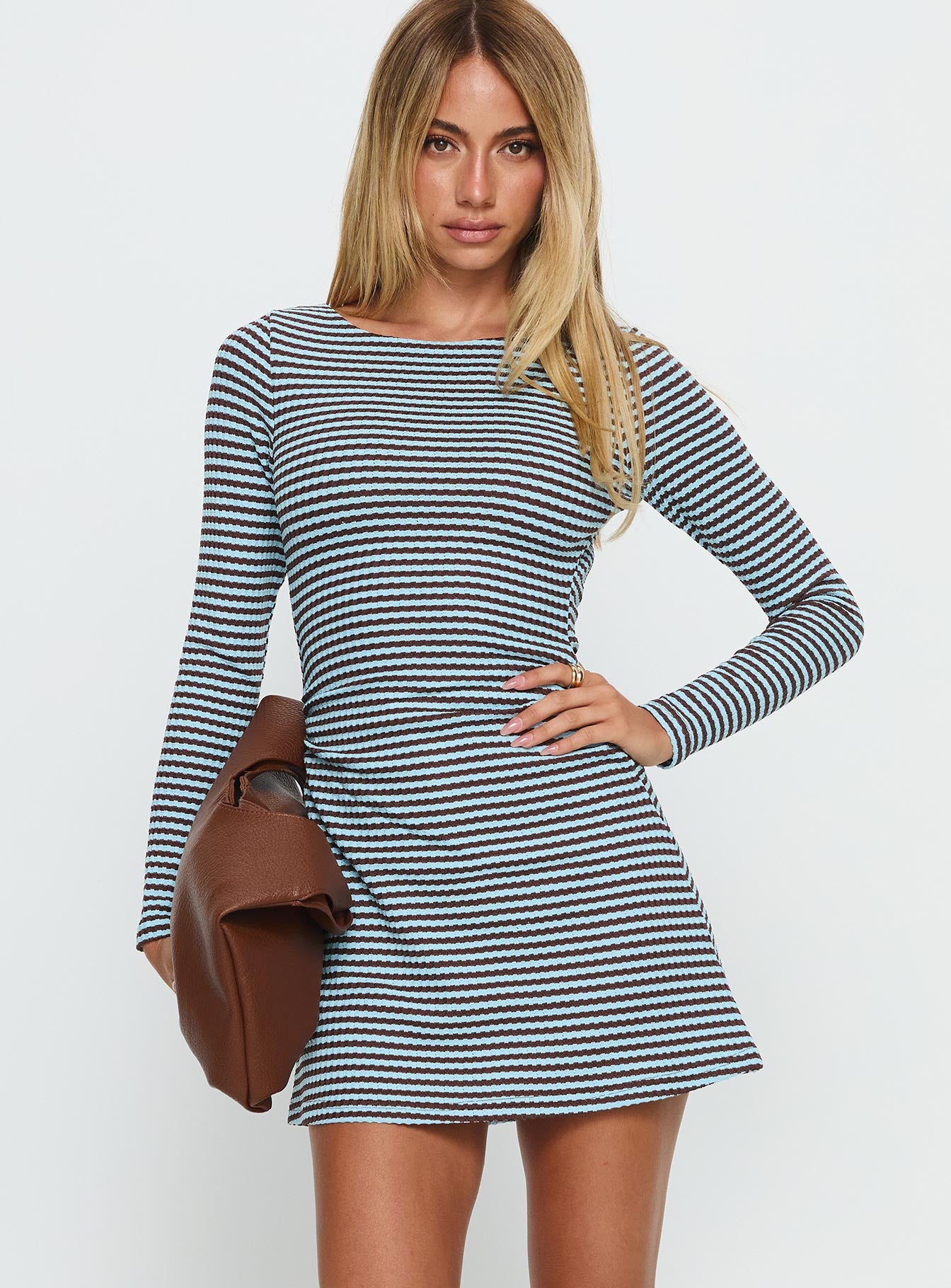 Alternative view of Carnella Long Sleeve Mini Dress Blue Stripe