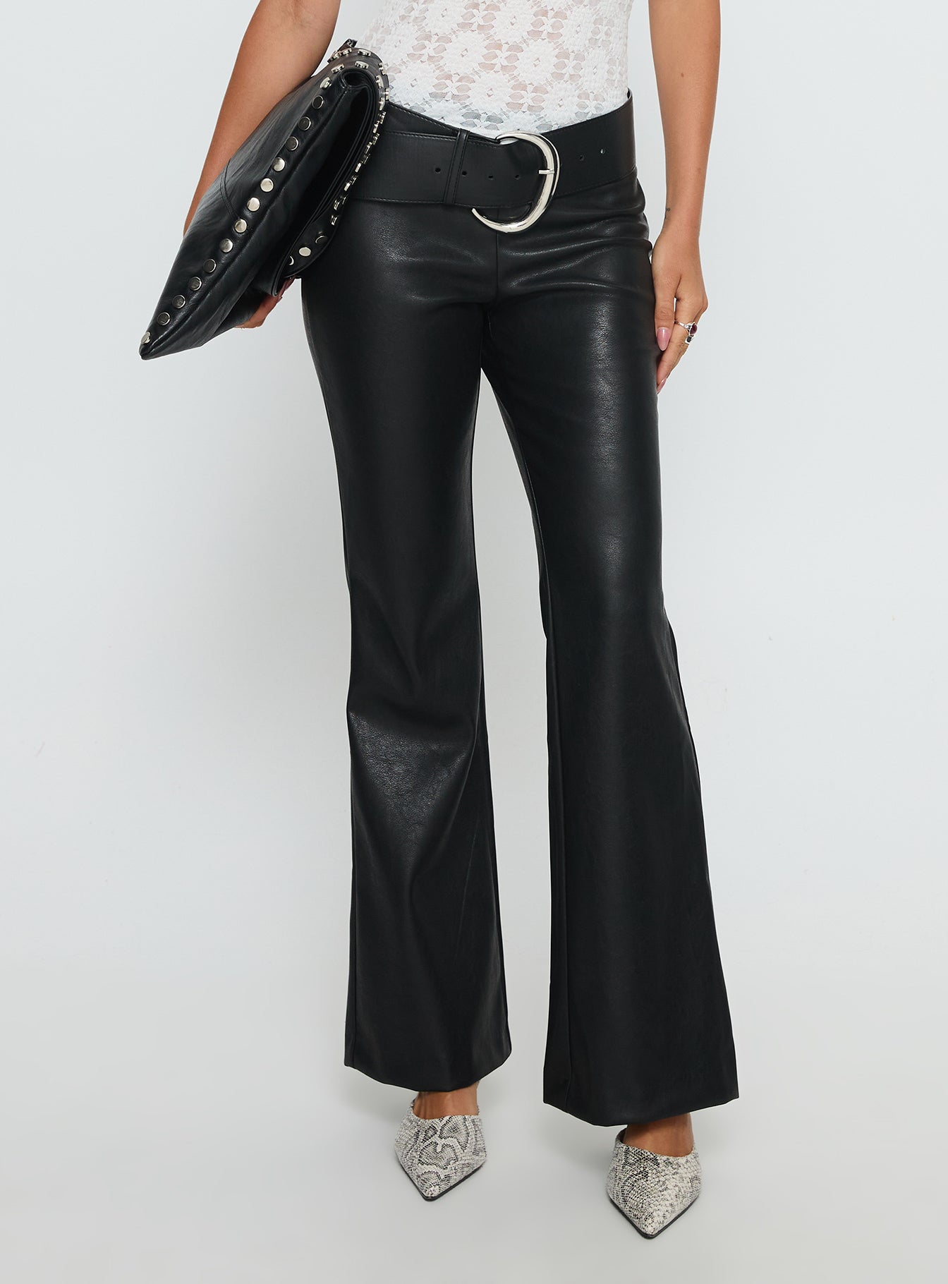 Alternative view of Azria Faux Leather Pants Black