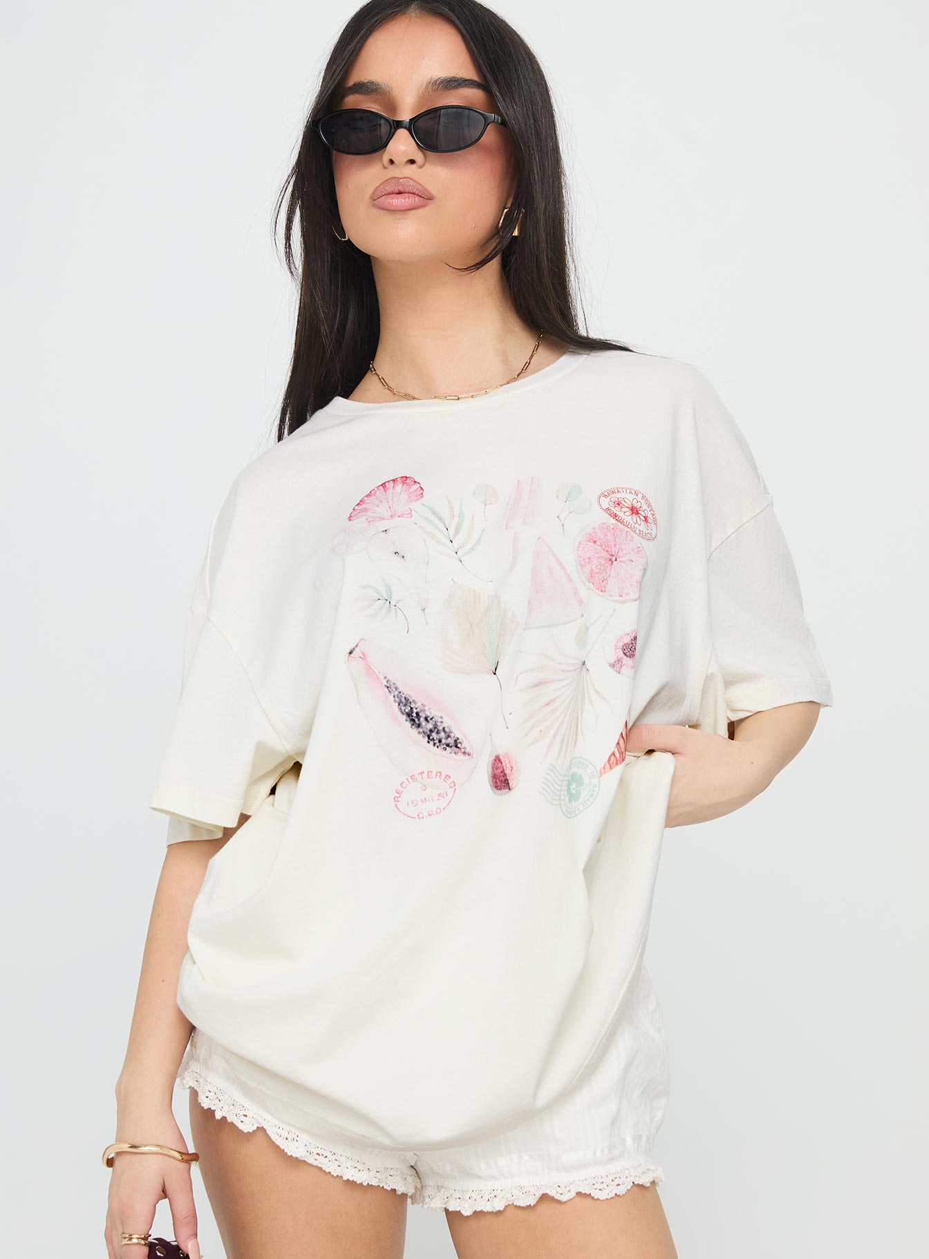 Alternative view of Hawaii Locale Oversized Graphic Tee Marshmellow