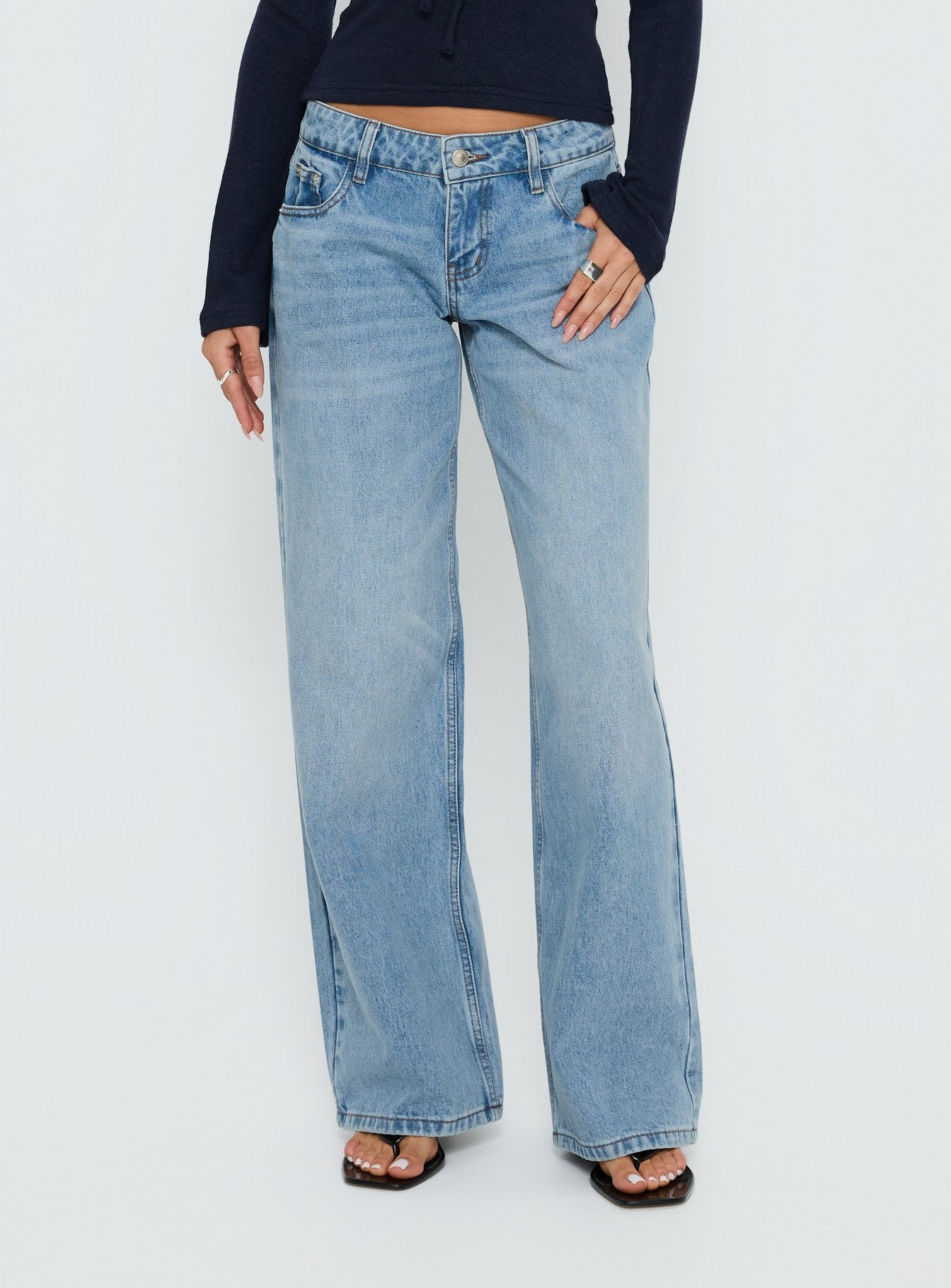 Alternative view of Ellanor Low Rise Slouch Denim Jean Washed Mid Blue Wash