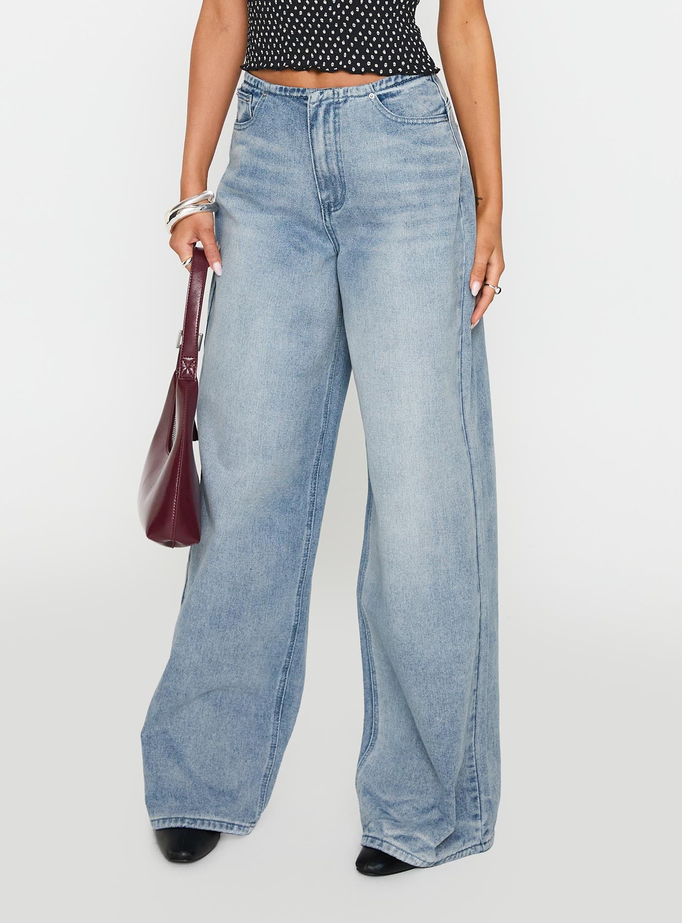 Alternative view of Bowe Low Rise Wide Leg Jeans Blue