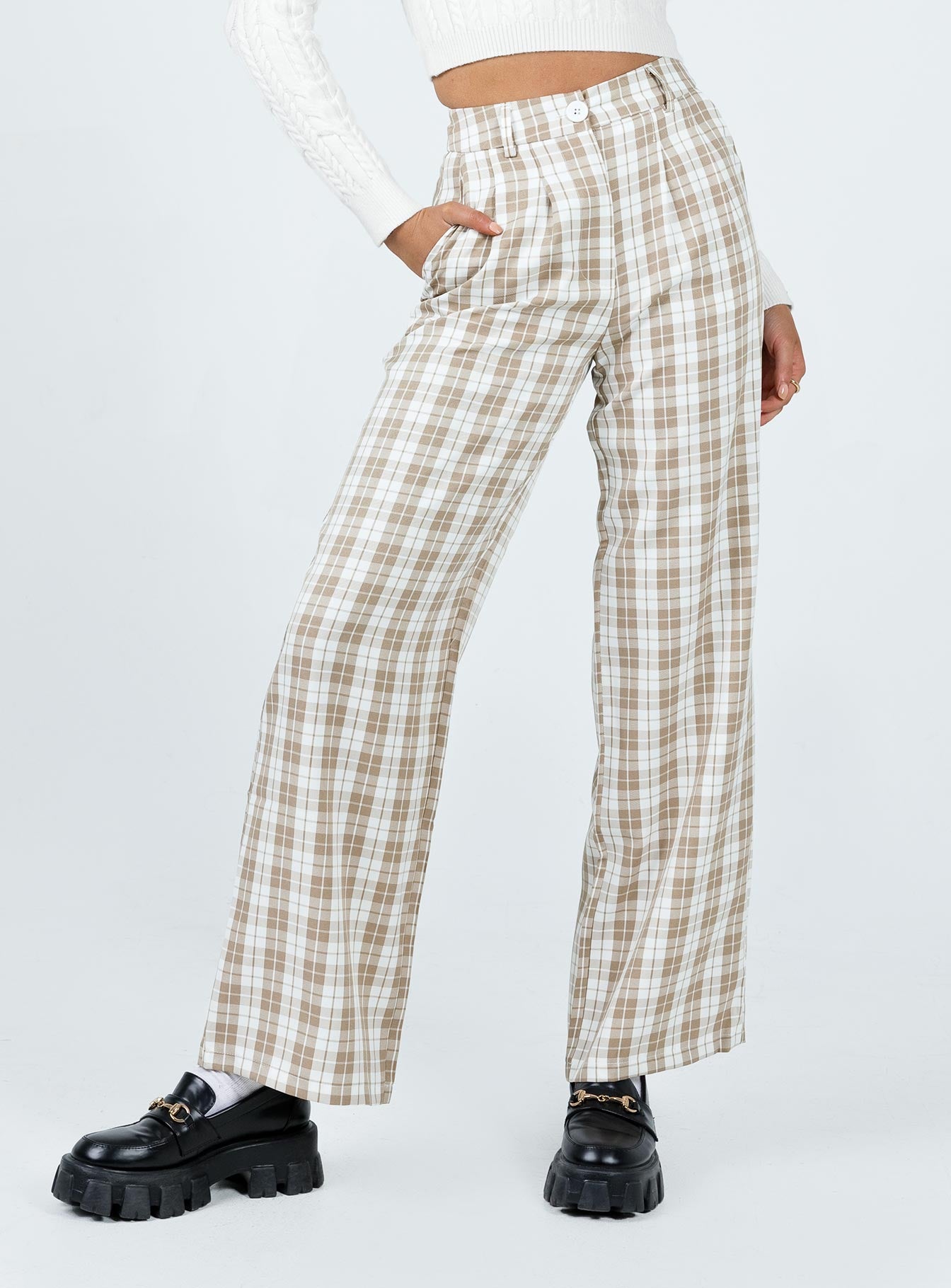 Alternative view of Archer Pants Beige Plaid