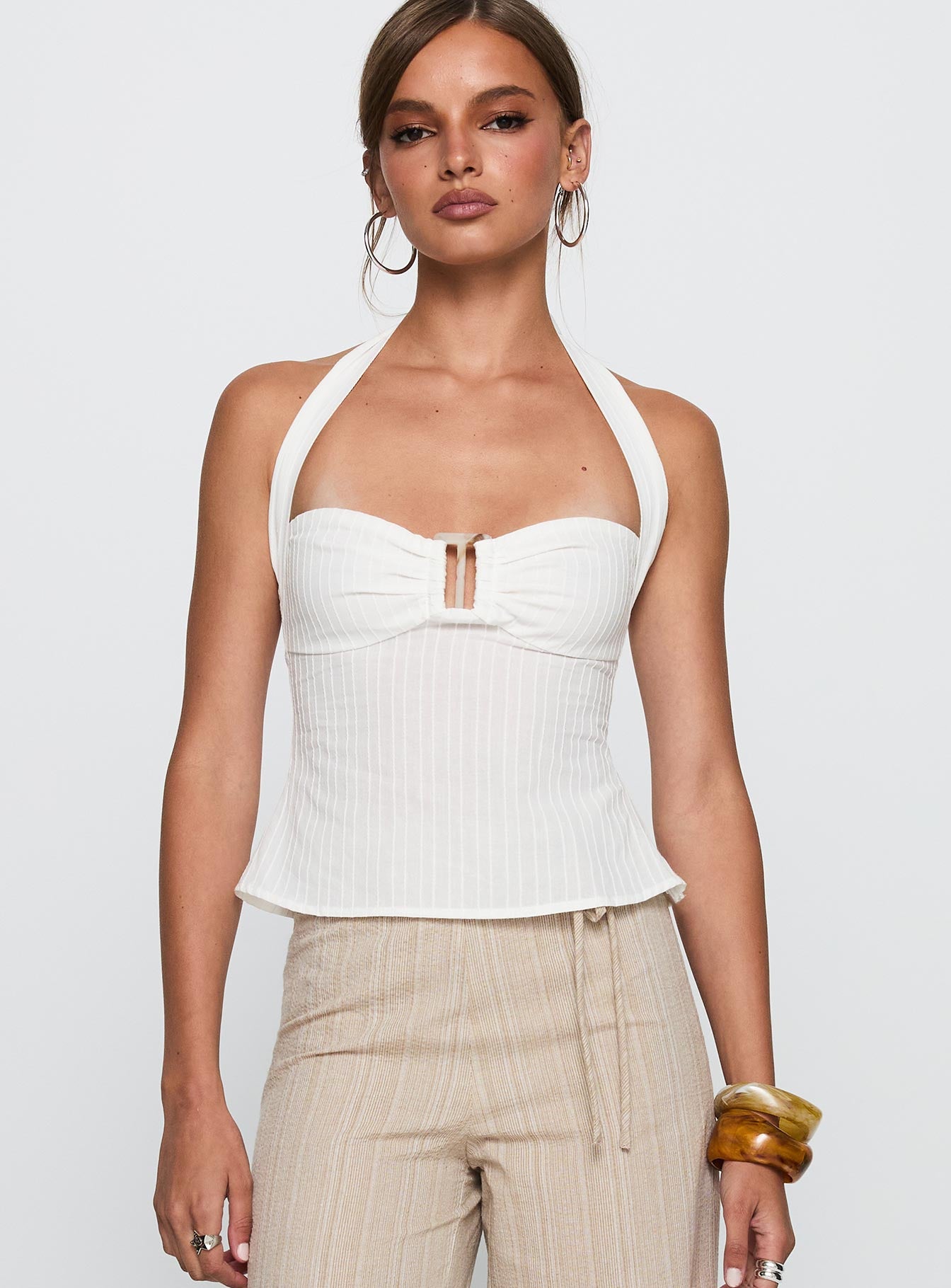 Alternative view of Isabetta Halter Top White Petite