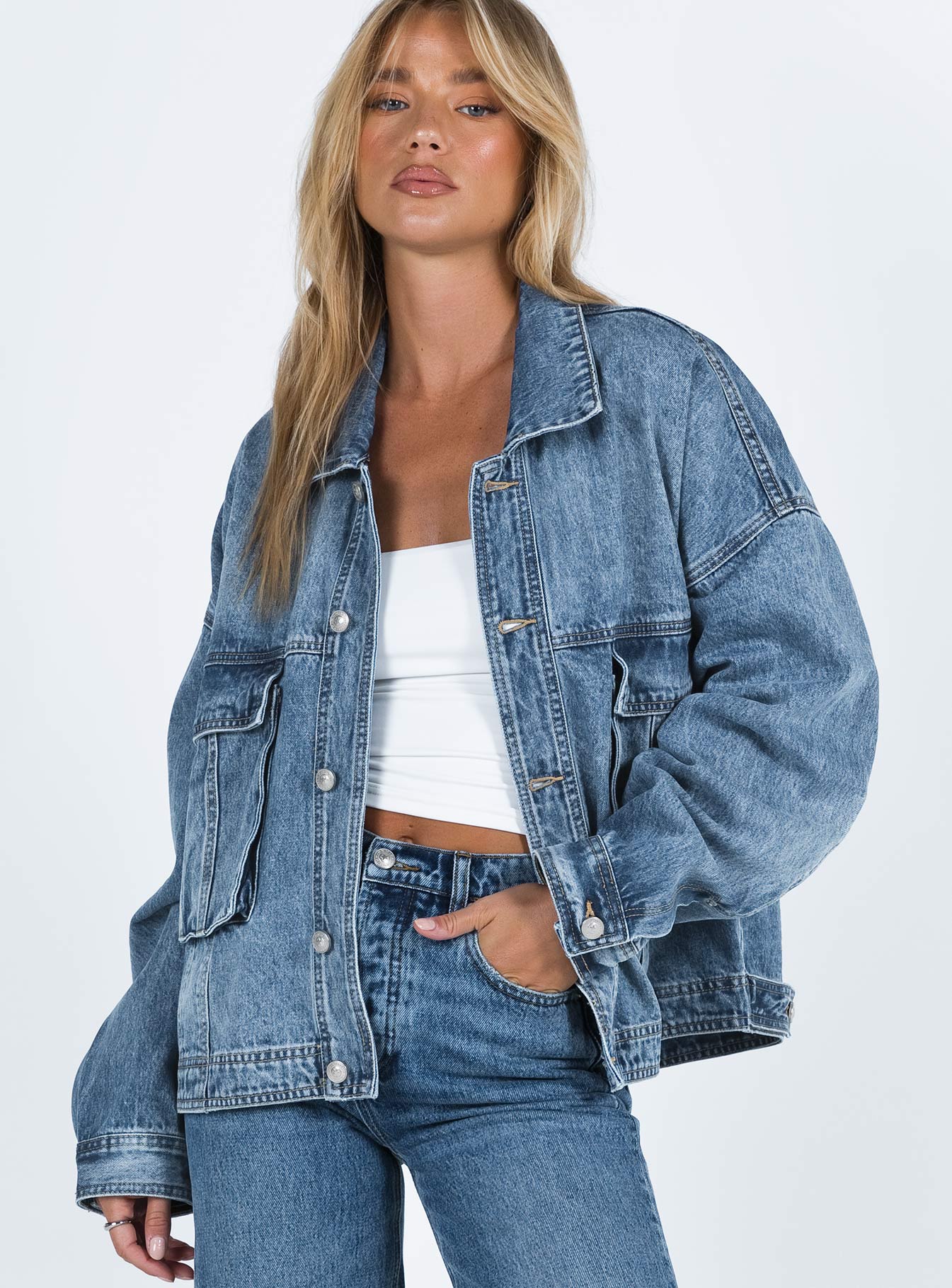 Alternative view of Kier Oversized Jacket Denim Mid Wash