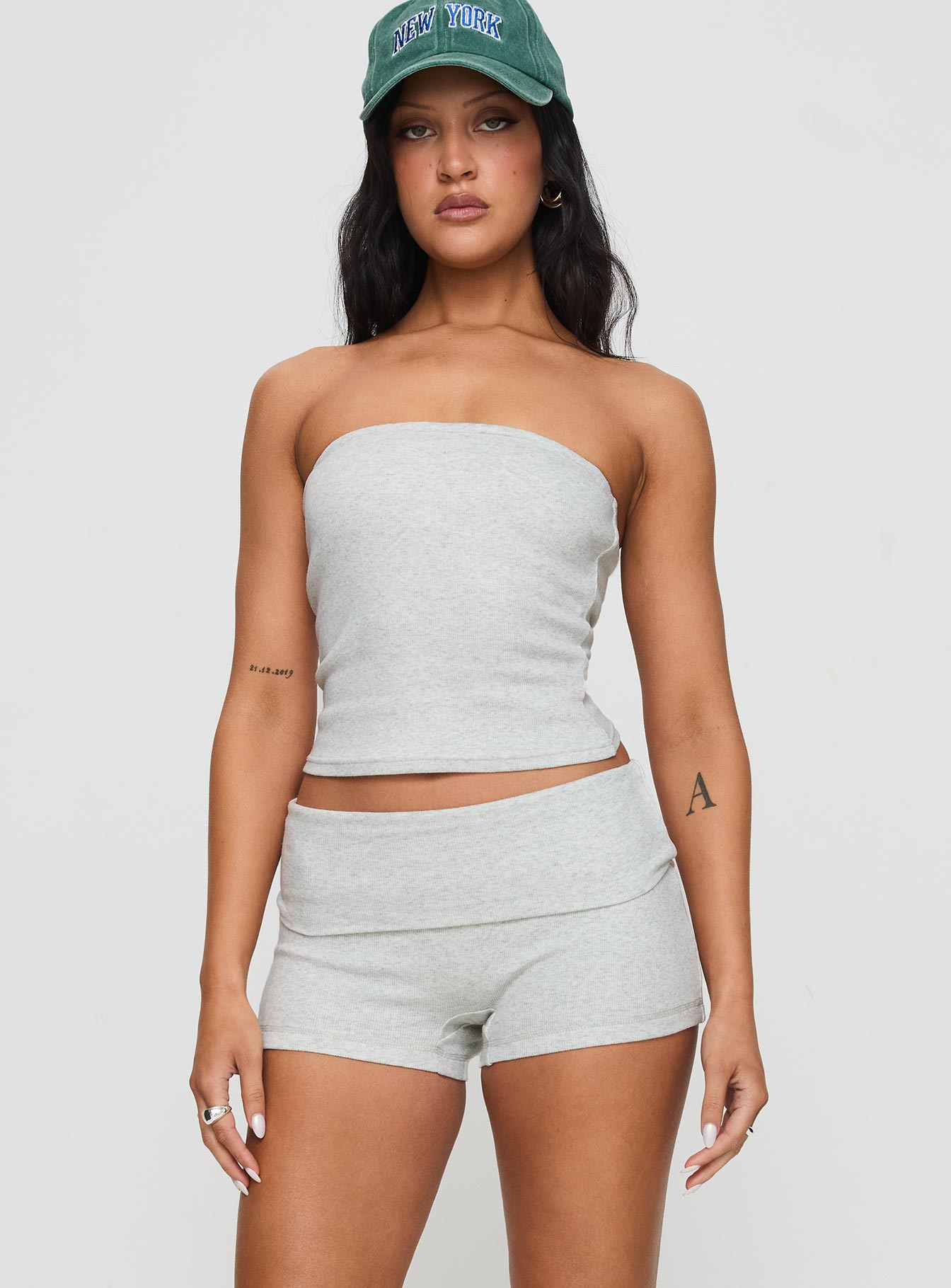 Alternative view of Baseline Low Rise Rib Shorts Grey Marle