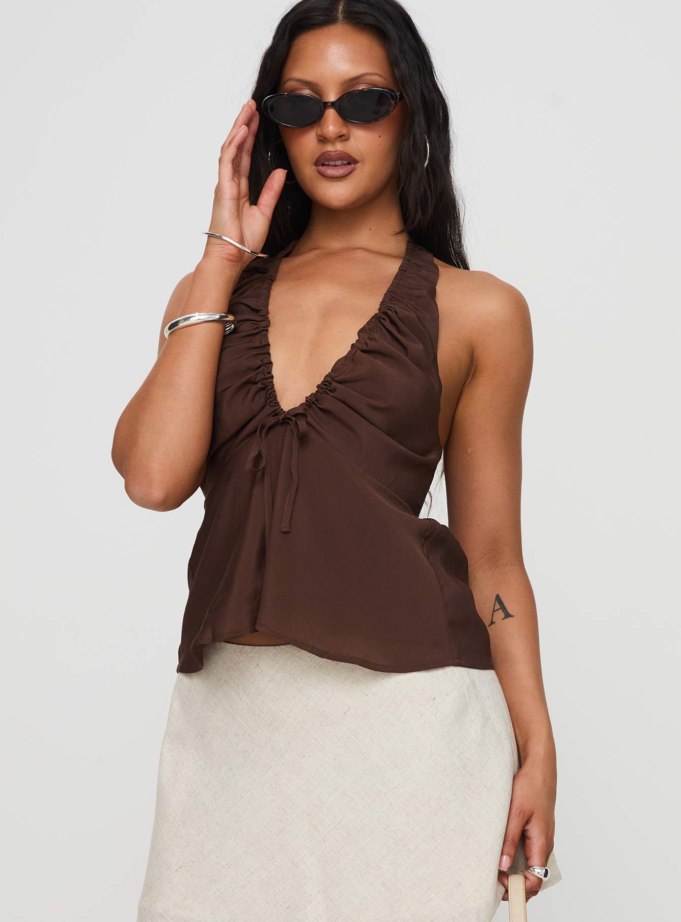 Alternative view of Gadot Halter Top Brown