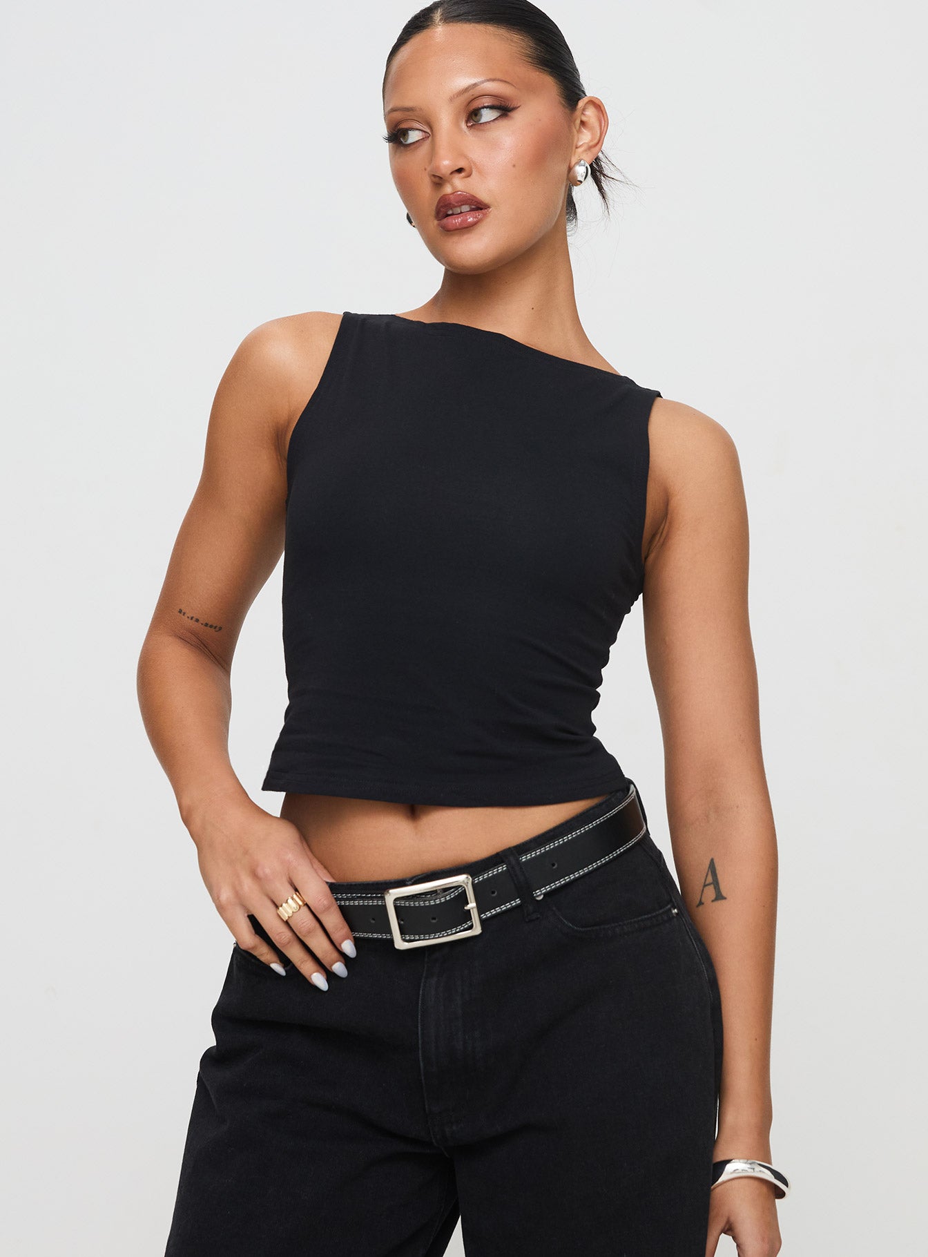 Alternative view of Bleeker High Neck Top Black