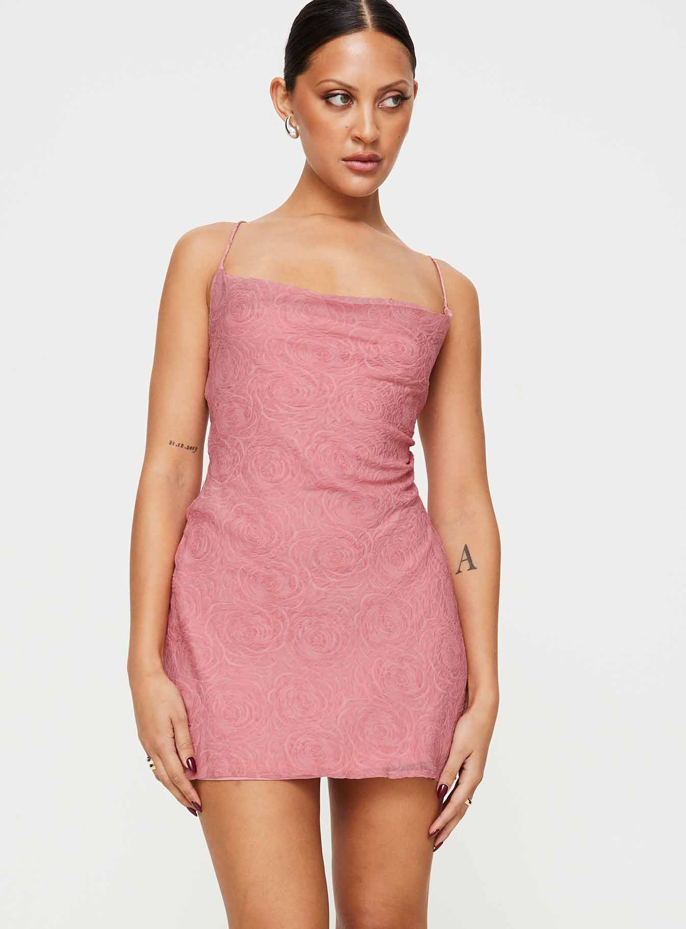 Celena Mini Dress Dusty Pink / Floral - Image 4