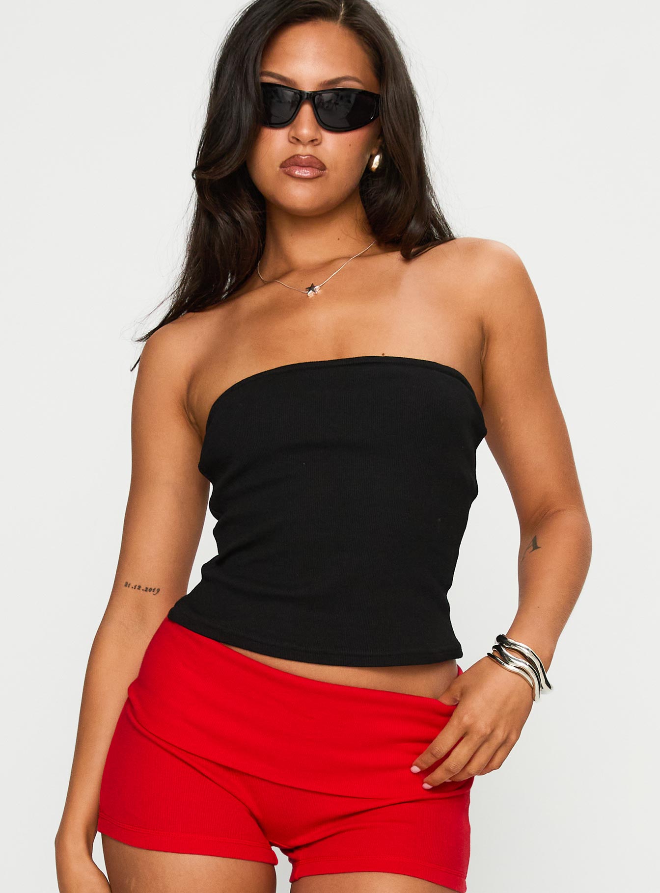 Alternative view of Baseline Strapless Rib Top Black