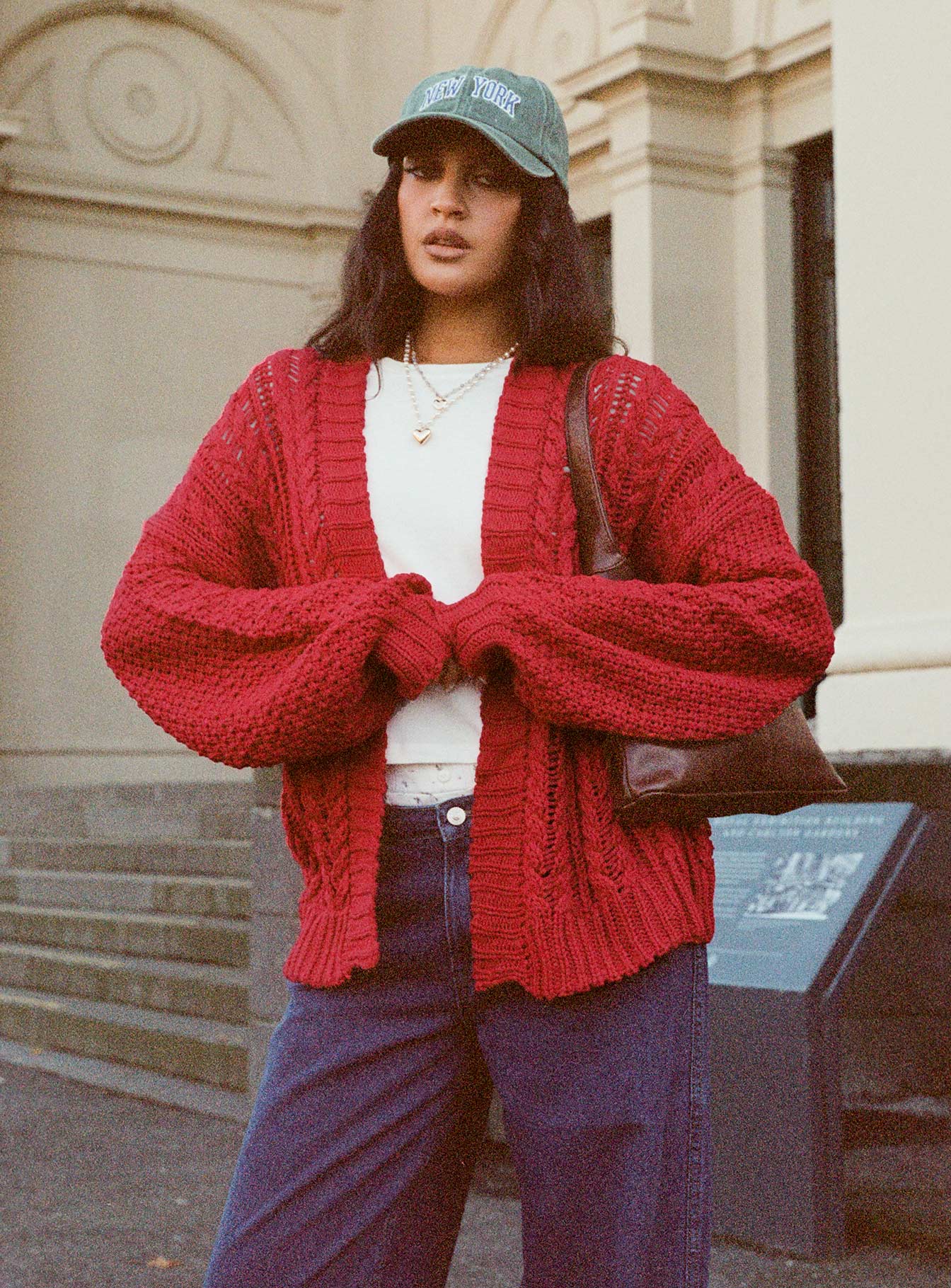 Alternative view of Abner Cable Cardigan Red