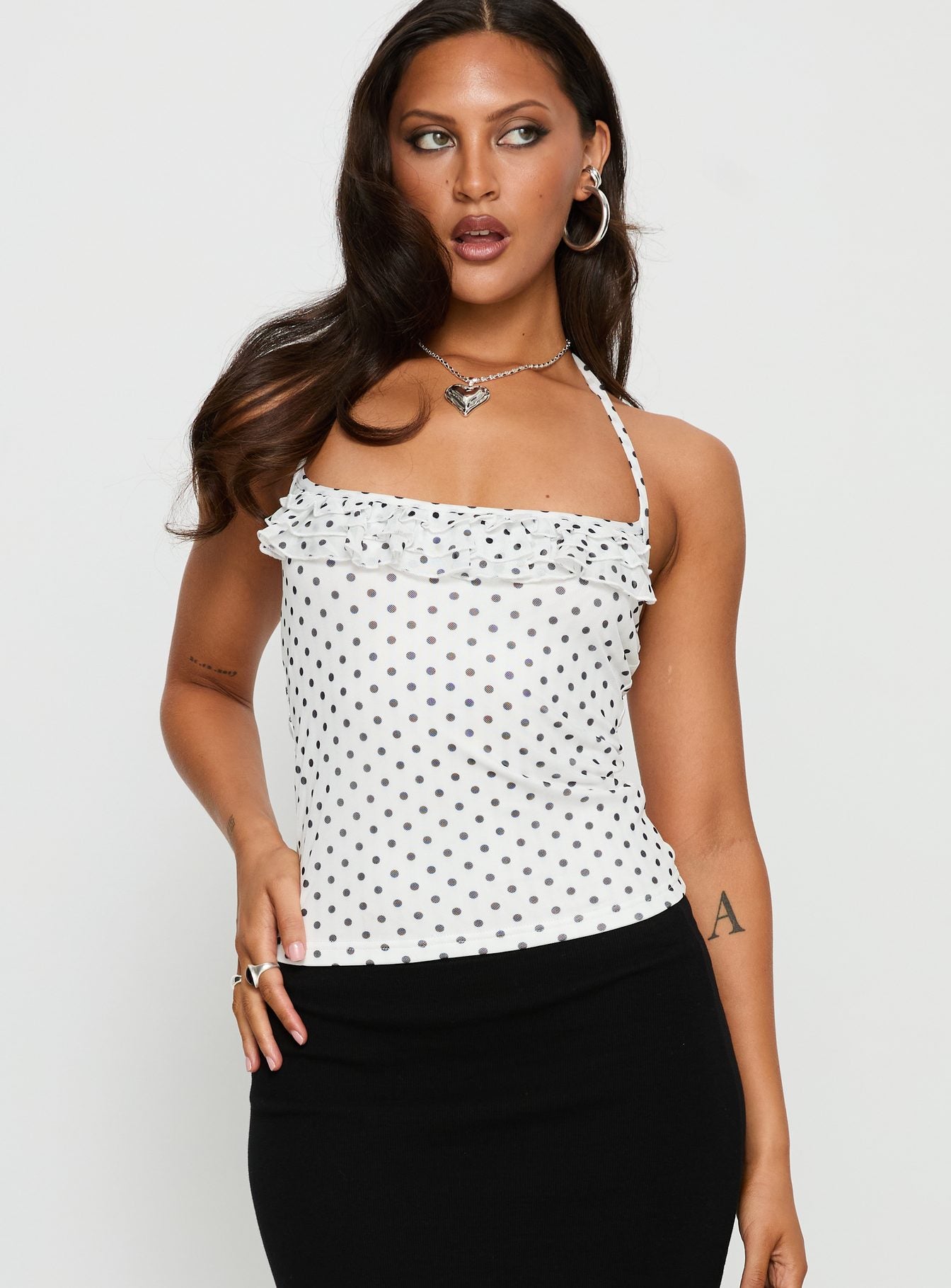 Alternative view of Days Of Summer Ruffle Top White Polka Dot