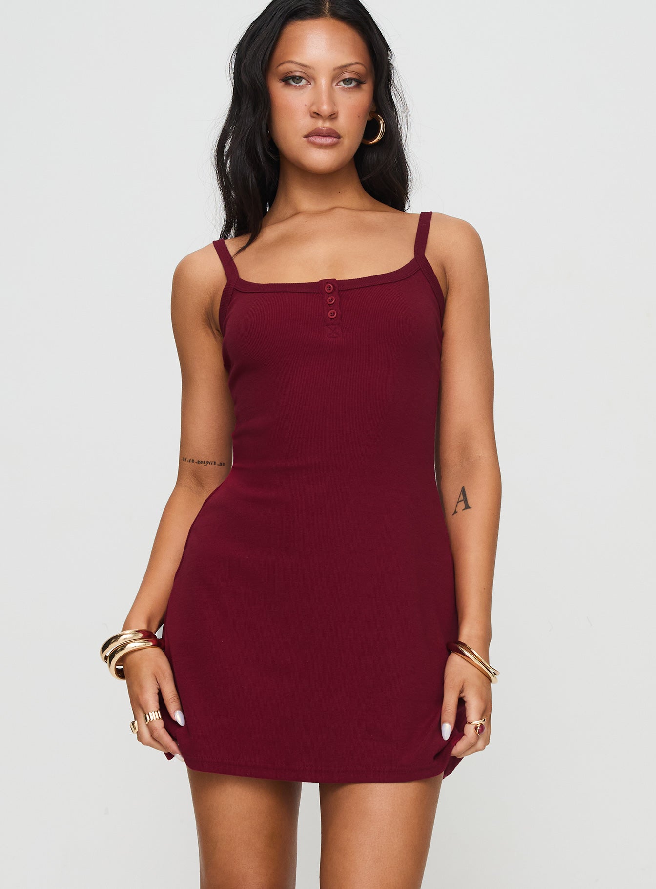 Alternative view of Baseline Rib Mini Dress Red